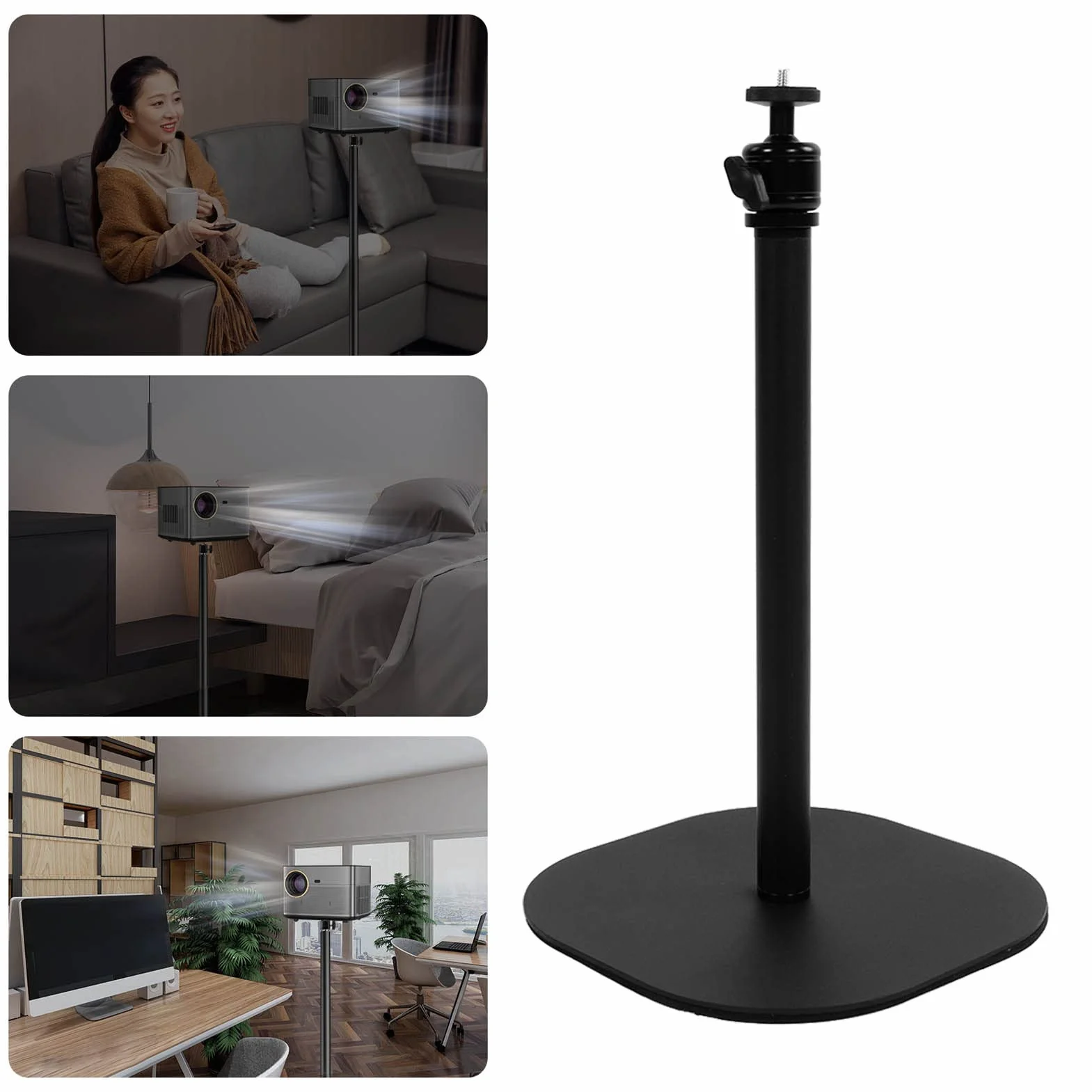 Aluminiowy Stojak Podłogowy do Projektora, Regulowany Pod Wieloma Kątami Stojak do Projektora Biurkowego do Mgławicy, do i Innych Projektorów Wideo (Duży stabilizator o