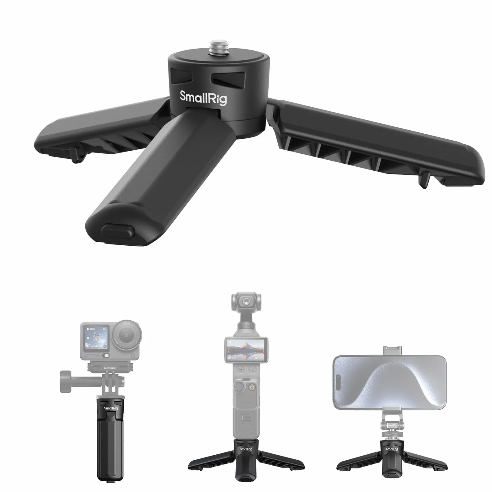 SMALLRIG Statyw Kamery do DJI Osmo Pocket 4 / Pocket 3 / Action 6/5 Pro, do Kamer Sportowych, śruba 1/4"-20, Udźwig 500 g / 17,6 Uncji, Waga 50 g / 1,76 Uncji, Kompaktowy, 10 cm / 3,9'' - 6049