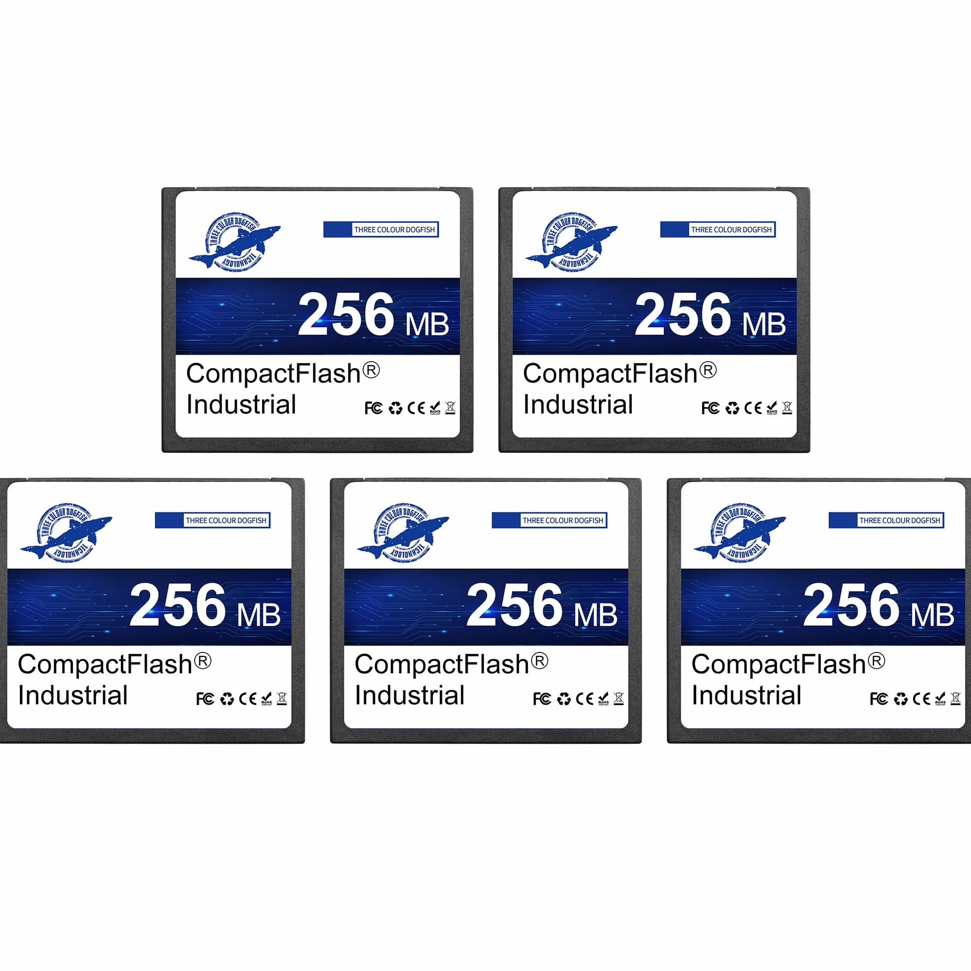 Dogfish Compact Flash karta 256 MB 5 PACK wysokowydajna przemysłowa karta pamięci CF z SLC NAND Flash do komputerów przemysłowych, maszyn CNC, starych kamer