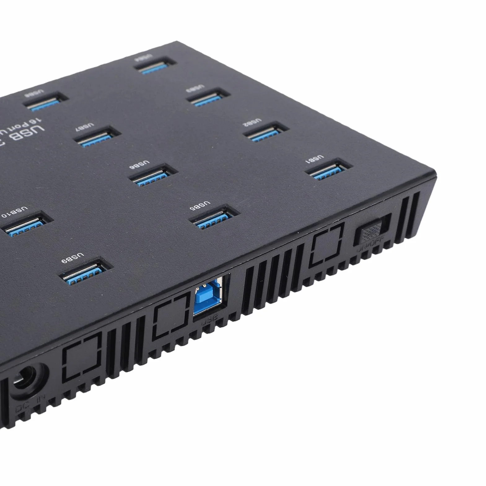 GOWENIC Koncentrator USB 3.0, 16 Portów, Transfer Danych 5 Gb/s, Przemysłowy Koncentrator USB do Testowania Wsadowego, z funkcją Plug and Play, Kompatybilny z Napędem Flash Czytnik (wtyczka UE)