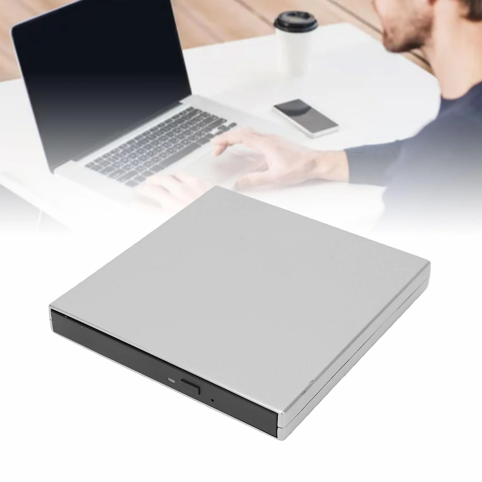 Fockety Zewnętrzny Napęd CD DVD 4K USB do Laptopa Stacjonarnego (BLACK) | Ultra Cienki, Plug & Play, Przenośny Odtwarzacz DVD CD ROM +/RW Odtwarzacz Dysków Optycznych Nagrywarka Czytnik Writer