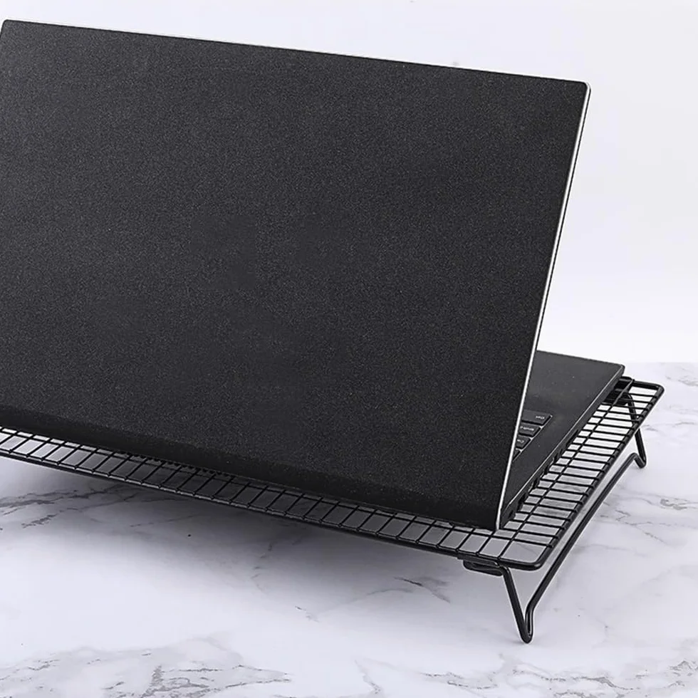 Podstawka pod laptopa, Metal Laptop Stand with Mesh Platform, Ergonomic Cooling Riser - Black,Akcesoria do biurka