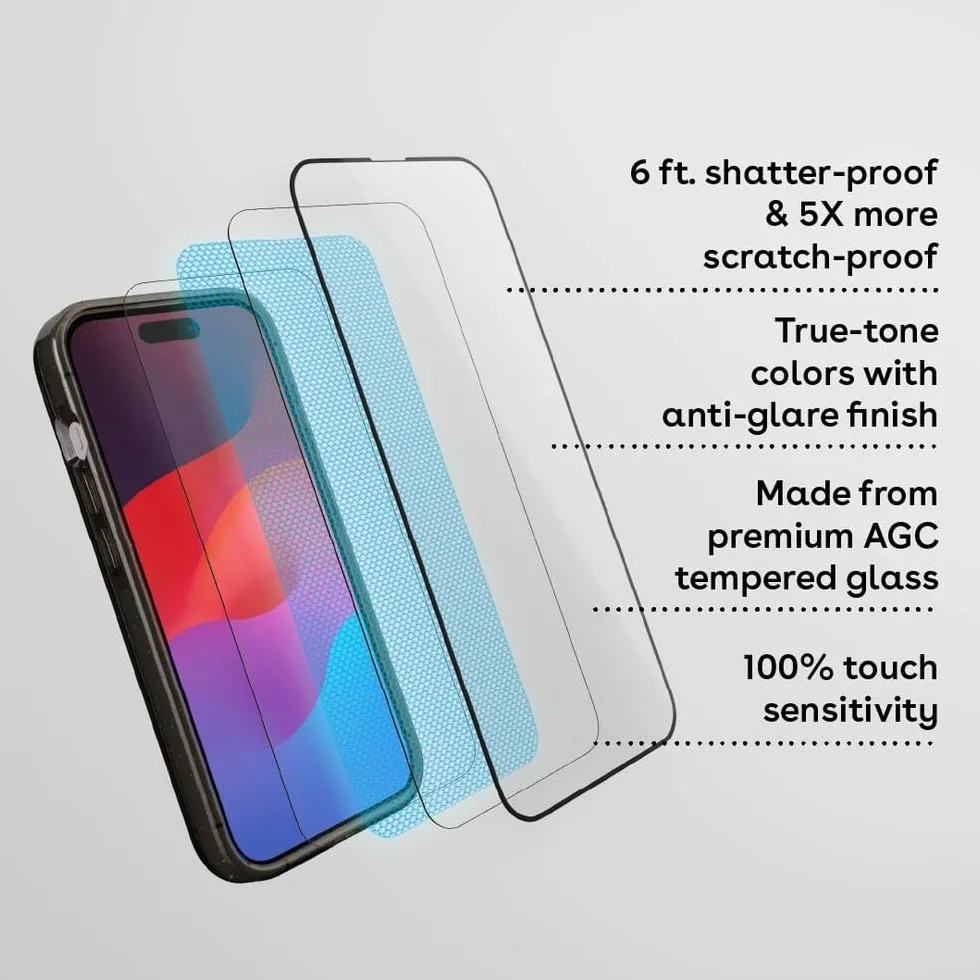 CASETiFY Osłona ekranu Impact Ultra HD [wzmocnione szkło glinokrzemianowe 9H, aplikator w zestawie] do iPhone'a 16 Pro