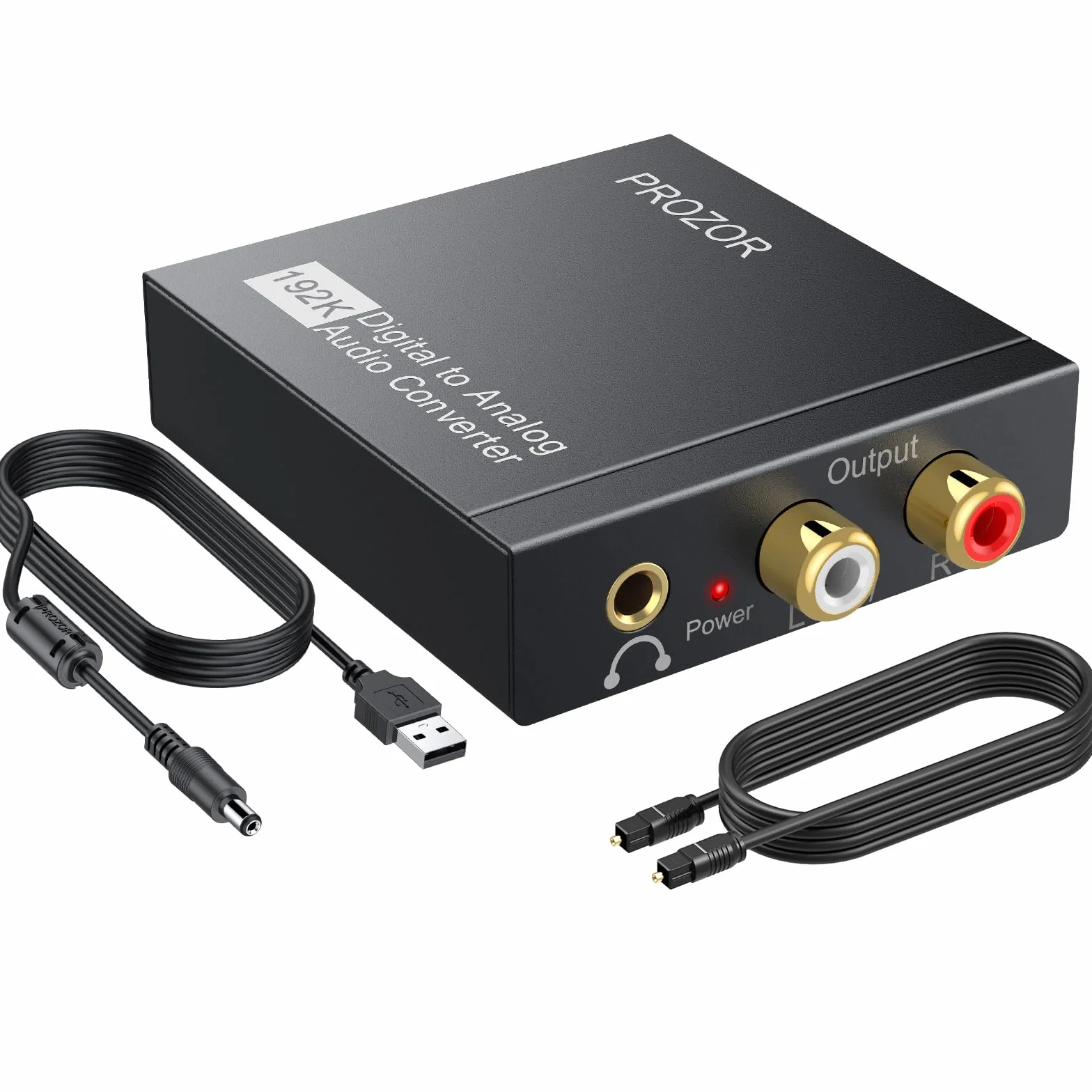 PROZOR DAC001 192 KHz Przetwornik DAC Cyfrowy SPDIF TOSLINK do Analogowego Stereo Audio R/L Czarny