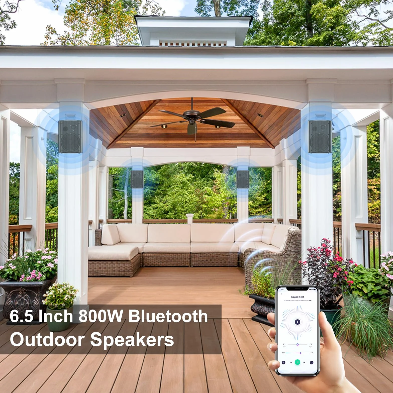 STUDIOFINIX Głośniki zewnętrzne 6,5 cala 800 W kompatybilne z Bluetooth