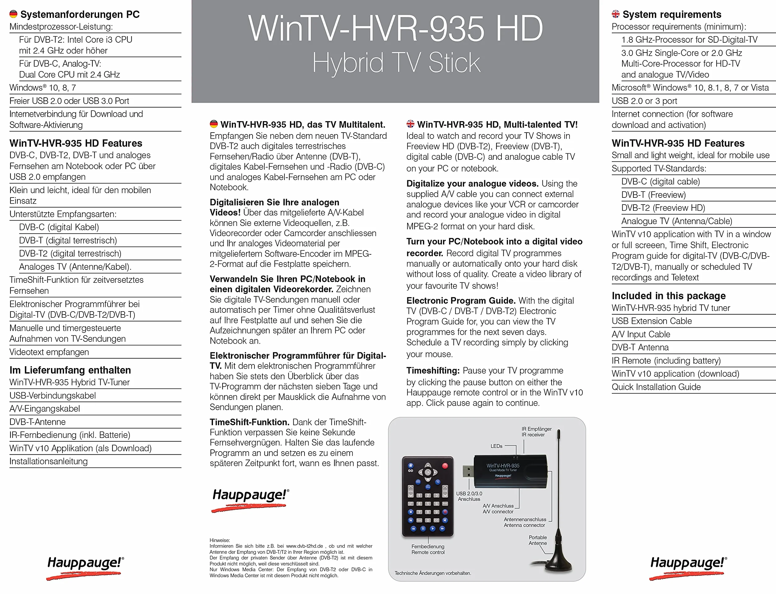 Hauppauge Wintv Hvr935 HD 1588 Tuner Tv, Czarny, 5 W