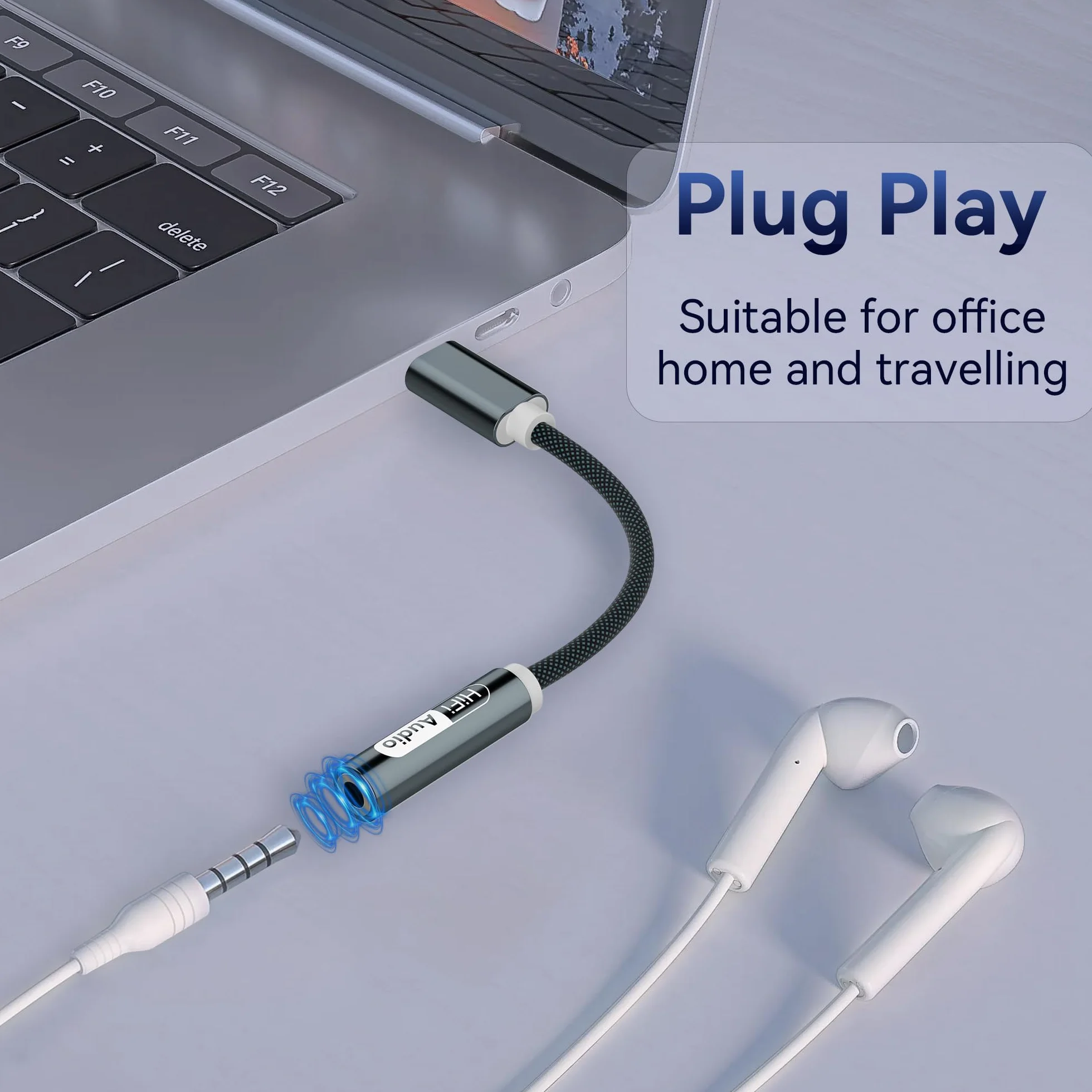 YISH USB C Jack：Typ C Jack 3.5, nylonowa przejściówka USB C Jack kompatybilna z iPhone 17/16 Pro Max/15 Plus Samsung Galaxy S25/S24/S23 Xiaomi 9/8 MacBook iPad Pro Google Pixel 9/8