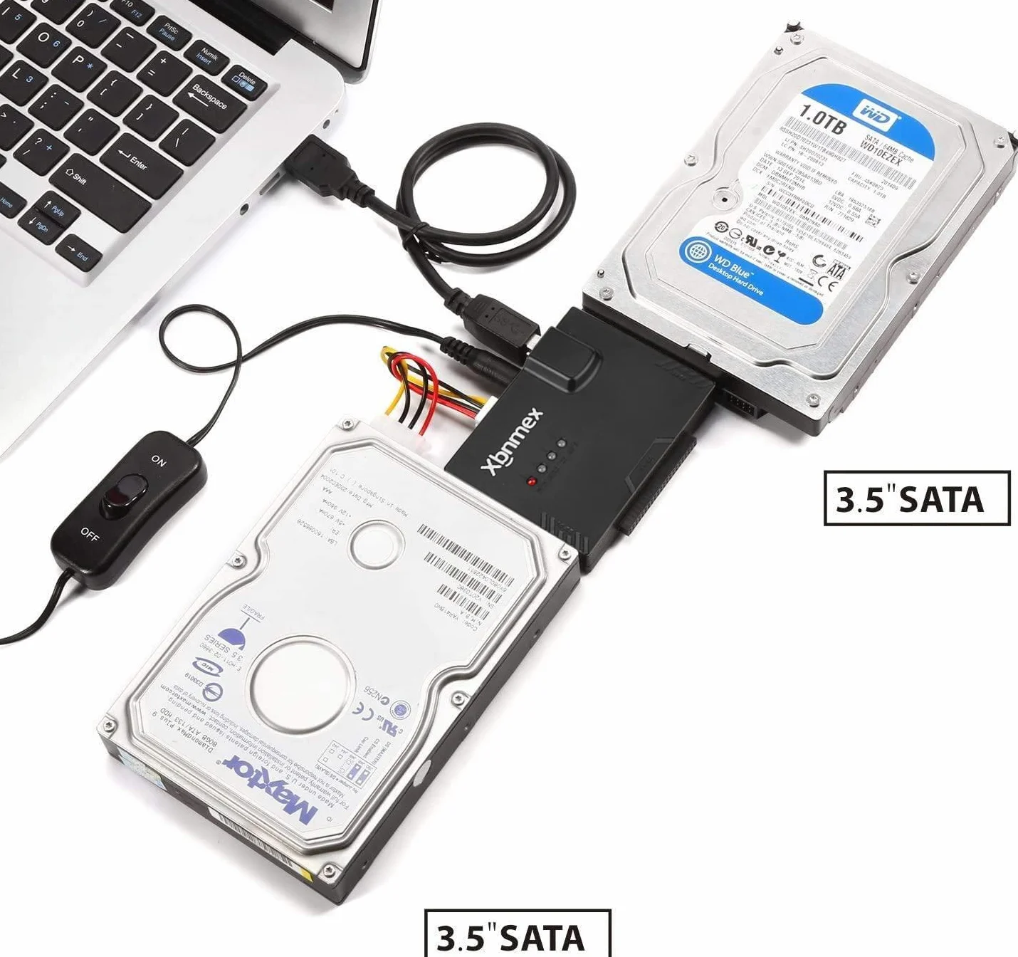 Kabel IDE SATA do USB 3.0 IDE SATA PATA USB 3.0 dysk twardy do dysku twardego 2,5" 3,5" HDD z zewnętrznym zasilaczem AC 12 V 2 A (czarny)