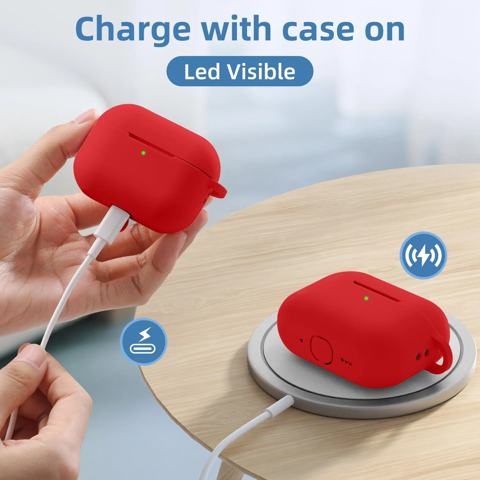 Maledan Kompatybilny z etui AirPods Pro 3 Case 2025 - Odporny na wstrząsy miękki silikonowy futerał ochronny do Apple AirPods Pro 3 Generacja Płaszcz z zestawem do czyszczenia i karabińczykiem