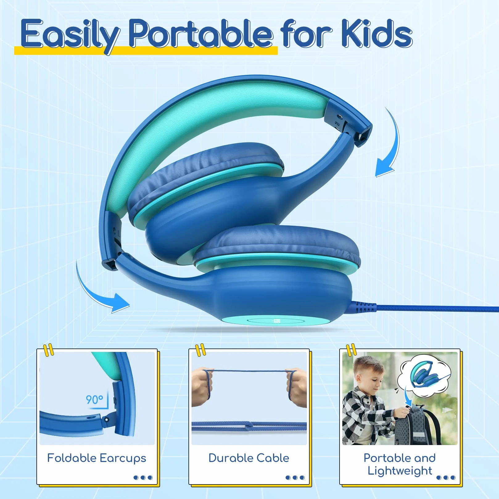 EarFun Słuchawki dla Dzieci Składane Ogranicznik Głośności 85 dB Stereo Przewodowe