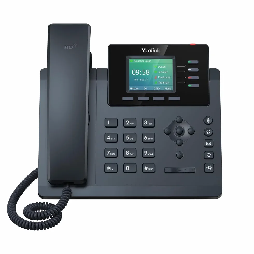 Yealink SIP-T34W WiFi IP Phone - Zasilacz sieciowy w zestawie - 4 koraliki VoIP. 2,4-calowy kolorowy wyświetlacz Gigabit Ethernet, 802.3af PoE, (SIP-T34W-PSU)