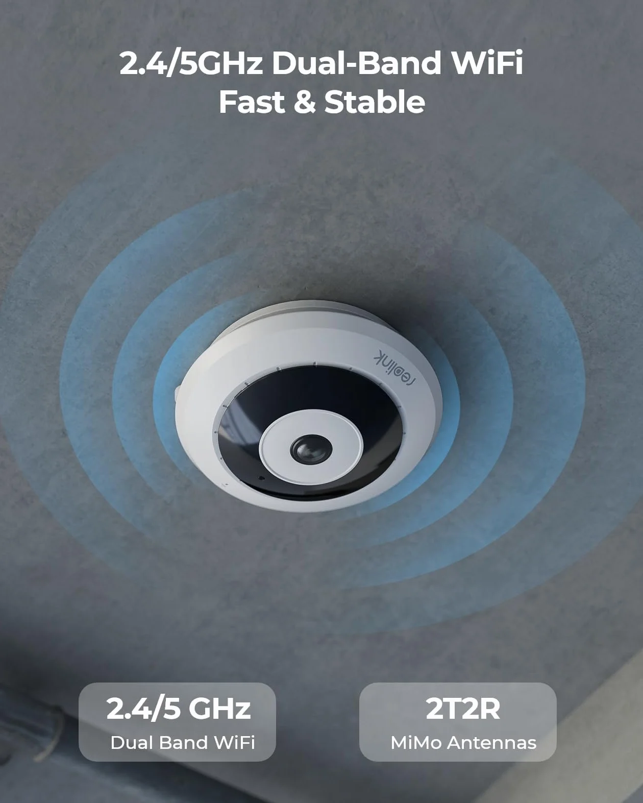Reolink 6MP 360° Panorama Fisheye Camera, 2.4/5GHz Wi-Fi kamera Bezpieczeństwa Wewnątrz, Ochrona Domu/biura, Detekcja Ruchu, Korekcja Zniekształceń, Dźwięk Dwukierunkowy, IR Night Vision, FE-W (Biały)