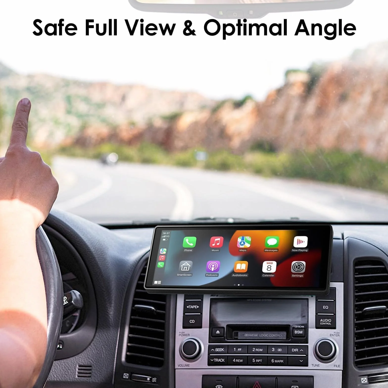 EEEKit Uchwyt do gniazda CD na ekran CarPlay, uchwyt do odtwarzacza CD i GPS obrotowy w 360°, kompatybilny z 7–10 calowymi przenośnymi monitorami, radioodbiornikami i ekranami stereo samochodowymi