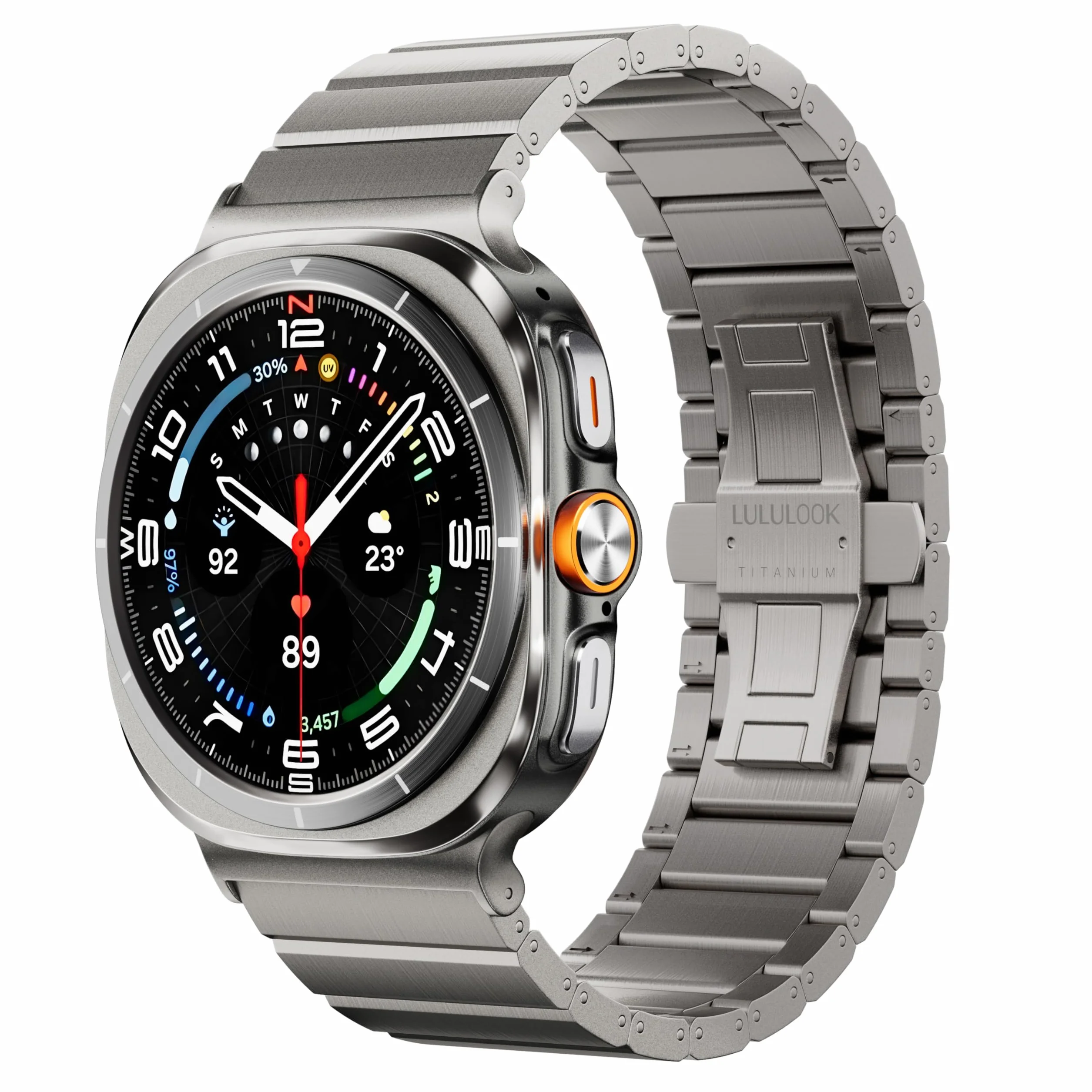 LULULOOK Tytanowy pasek do zegarka Samsung Galaxy Watch Ultra 7 47 mm (2025/2024), podwójny tytan, z DLC, odporny na zarysowania, szerokość 24 mm, do Galaxy Watch Ultra, tytanowy
