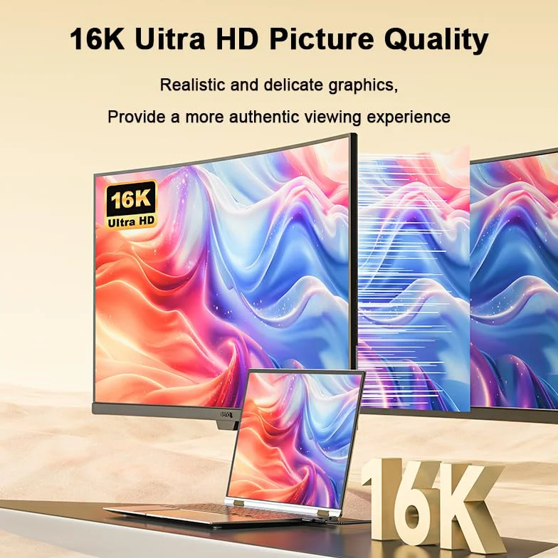 Kabel 16K HD 2.2 o długości 16 m, certyfikat 80 Gb/s, ultra wysoka prędkość 16K przy 60 Hz, 8K przy 120 Hz, 4K przy 480 Hz, HDR, HDCP DSC 1.2a, kompatybilny monitor do gier FreeSync G-Sync 4090