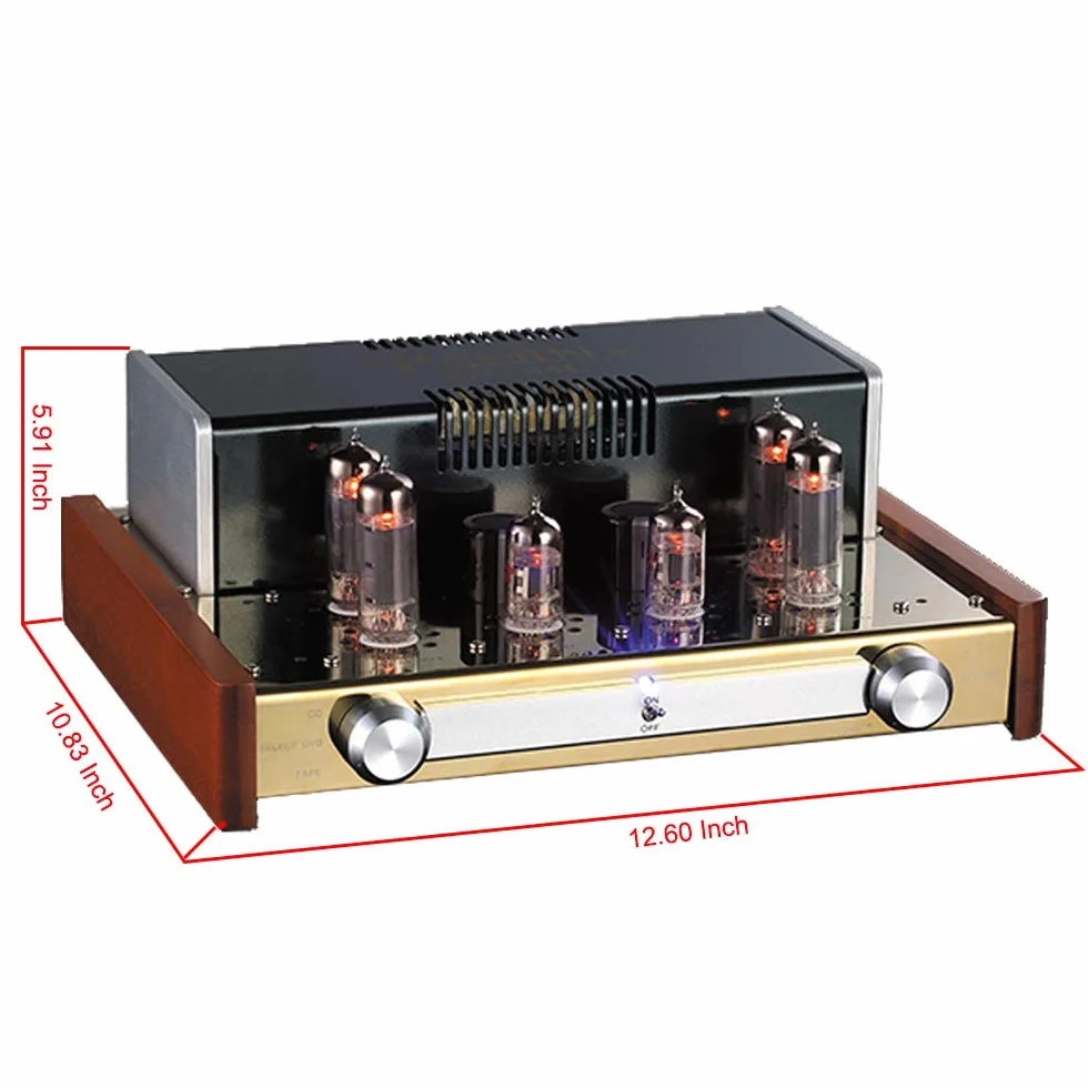 YAQIN MC-84L Stereofoniczny lampowy wzmacniacz zintegrowany Push-Pull, moc wyjściowa12Wx2, lampy 6P14x4szt 12AX7Bx2szt, napięcie AC110V i AC230V