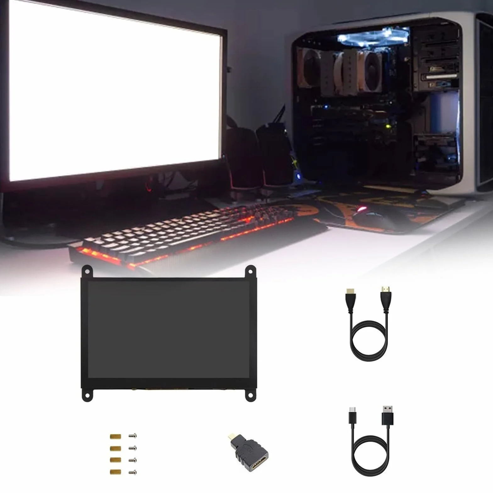 5-calowy ekran dotykowy panel monitora LCD pojemnościowy dotykowy 1024x600 dla 5 3B+ 4B konsola do gier