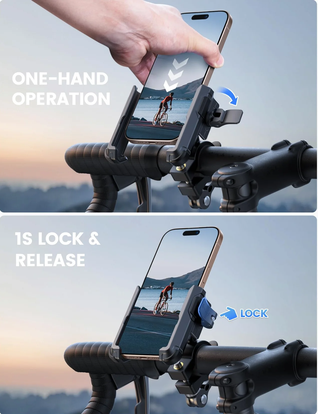 Lamicall uchwyt telefonu rowerowy motorowy 360° obrotowy uniwersalny na kierownicę iPhone 16/15/14 Samsung