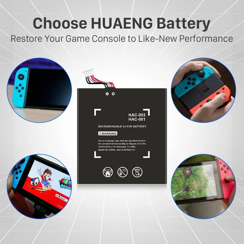 HAC-003 Akumulator, Oryginalny Upgrade 4800mAh Akumulator Litowo-Jonowy Bateria Akkupack dla Nintendo Switch 2017 Game Console HAC-001, HAC-003, HAC-A-BPHAT-C0 HAC-S-JP Wewnętrzna Bateria z Zestawem