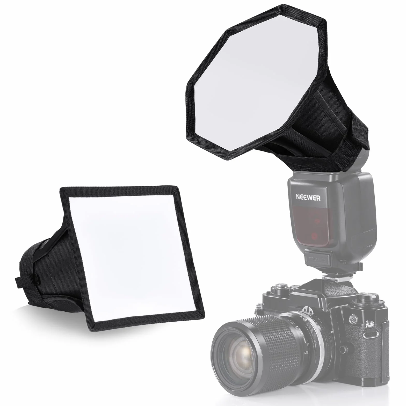NEEWER Ulepszony dyfuzor błyskowy Speedlight Softbox, składany, 2 sztuki, (15 cm, ośmiokątny, 15 cm x 12,7 cm) do okrągłych lamp błyskowych Z2 Z1 V1 i kompatybilny z Godox Sony Nikon Canon Flash, NS5P