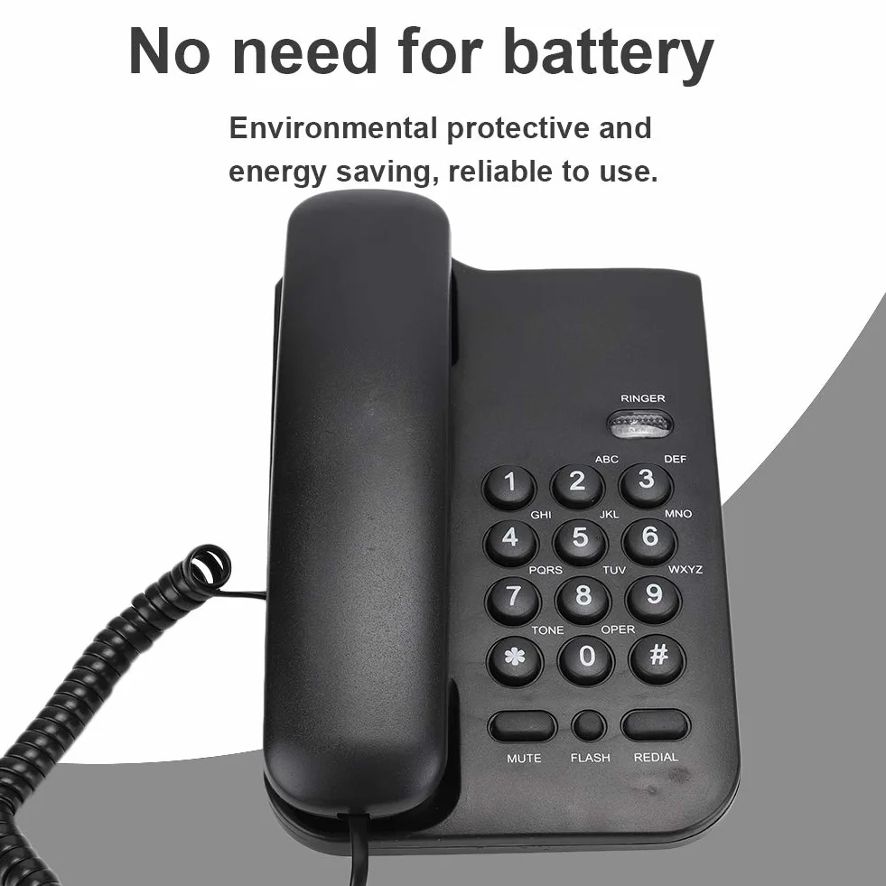 Telefon stacjonarny przewodowy, KX-T3026CID Angielski telefon stacjonarny do domowego biura w hotelu (czarny)
