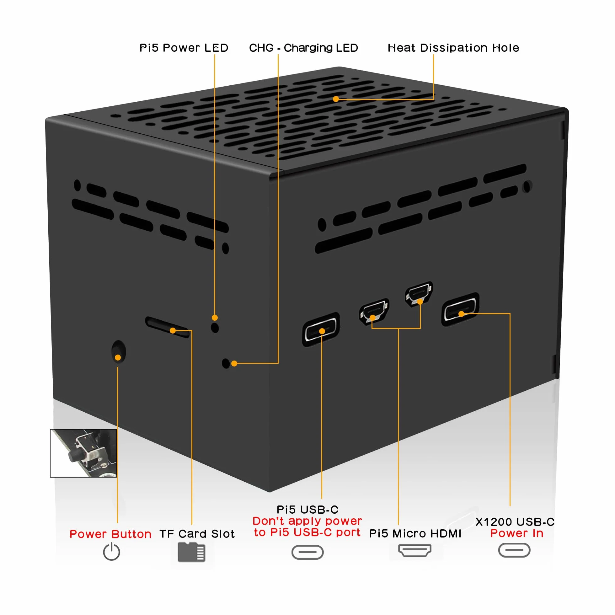 Geekworm X1200-C1 metalowa obudowa do Raspberry Pi 5 & X1200 UPS Shield