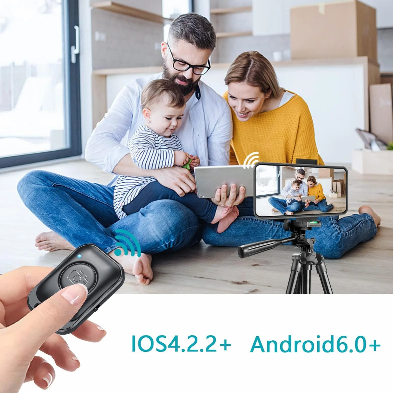 Bezprzewodowy pilot do aparatu, pilot zdalnego sterowania do telefonu, sterowanie kamer? w trybie ? ?nomówi?cym, sterowanie kamer? smartfona, przycisk selfie do telefonu, zdalna migawka Bluetooth do