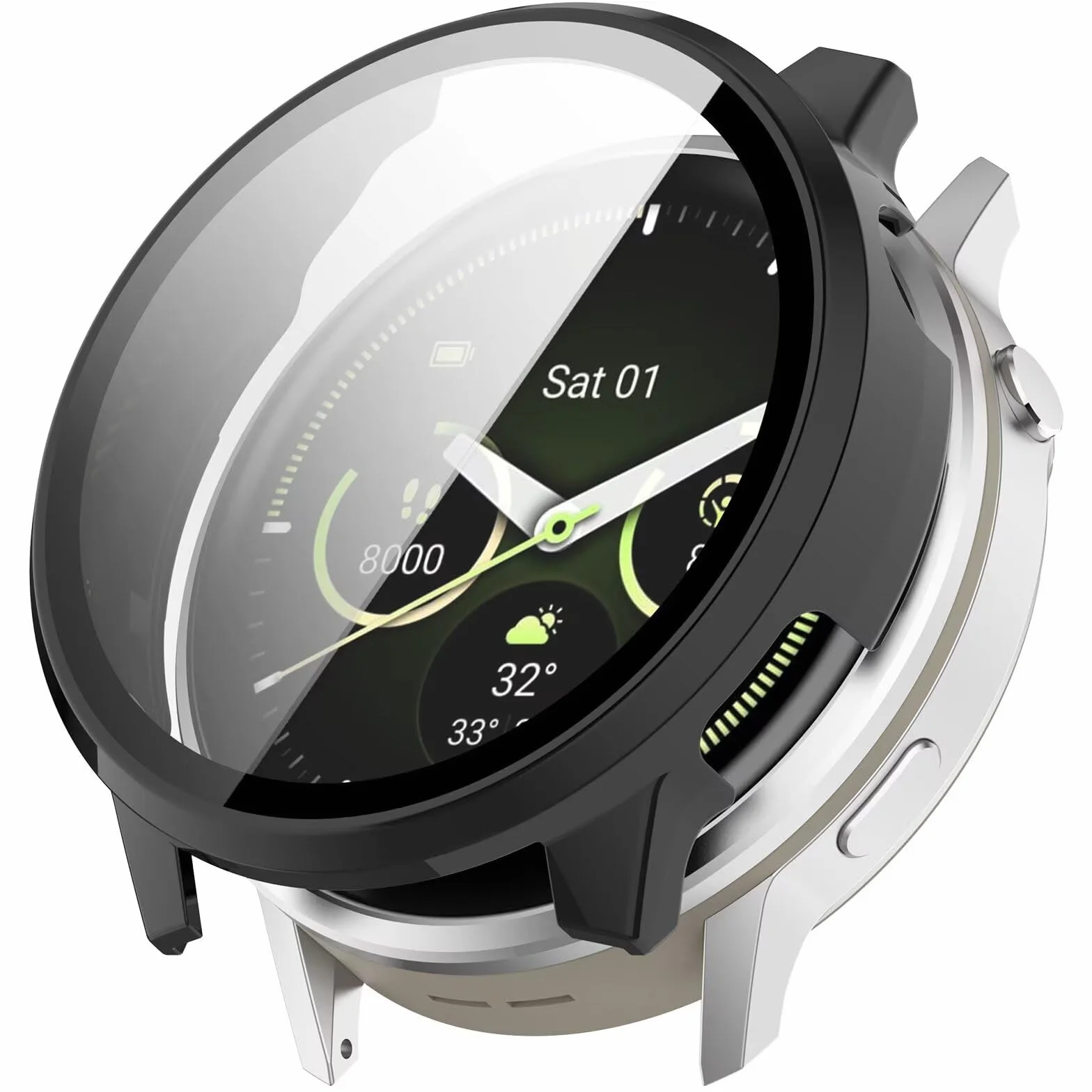 Etui kompatybilne z Garmin Venu 4 41 mm, twarde etui antykolizyjne z poliwęglanu + folia ochronna ze szkła hartowanego. (czarne)