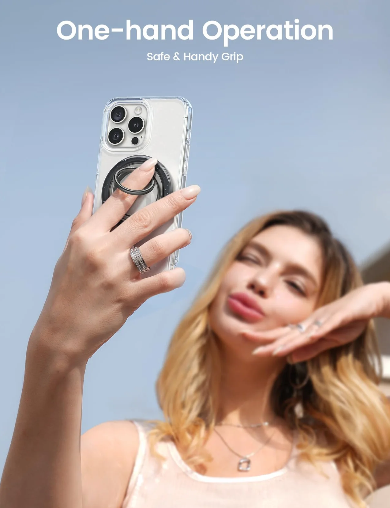 Lamicall Magnetyczny Pierścień Uchwyt -[Ulepszony szczęk]360 stopniowo obracalny uchwyt stojak telefonu [Supermagnesem]dla 16 15 14 13 12 Series, Inne Pierścieniem Metalowym-Czarny