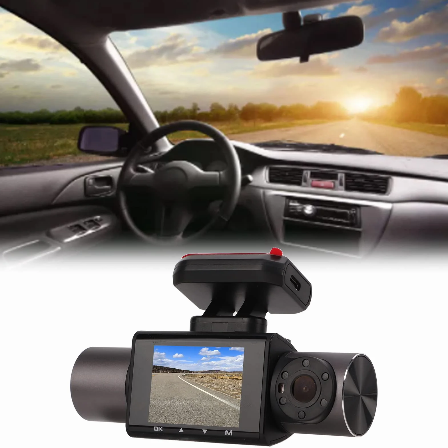 1080 FHD Podwójny obiektyw Monitor do parkowania 2-calowa kamera na deskę rozdzielczą samochodu z nagrywaniem w pętli GPS Rejestrator wideo, aby Twoja jazda była bezpieczniejsza