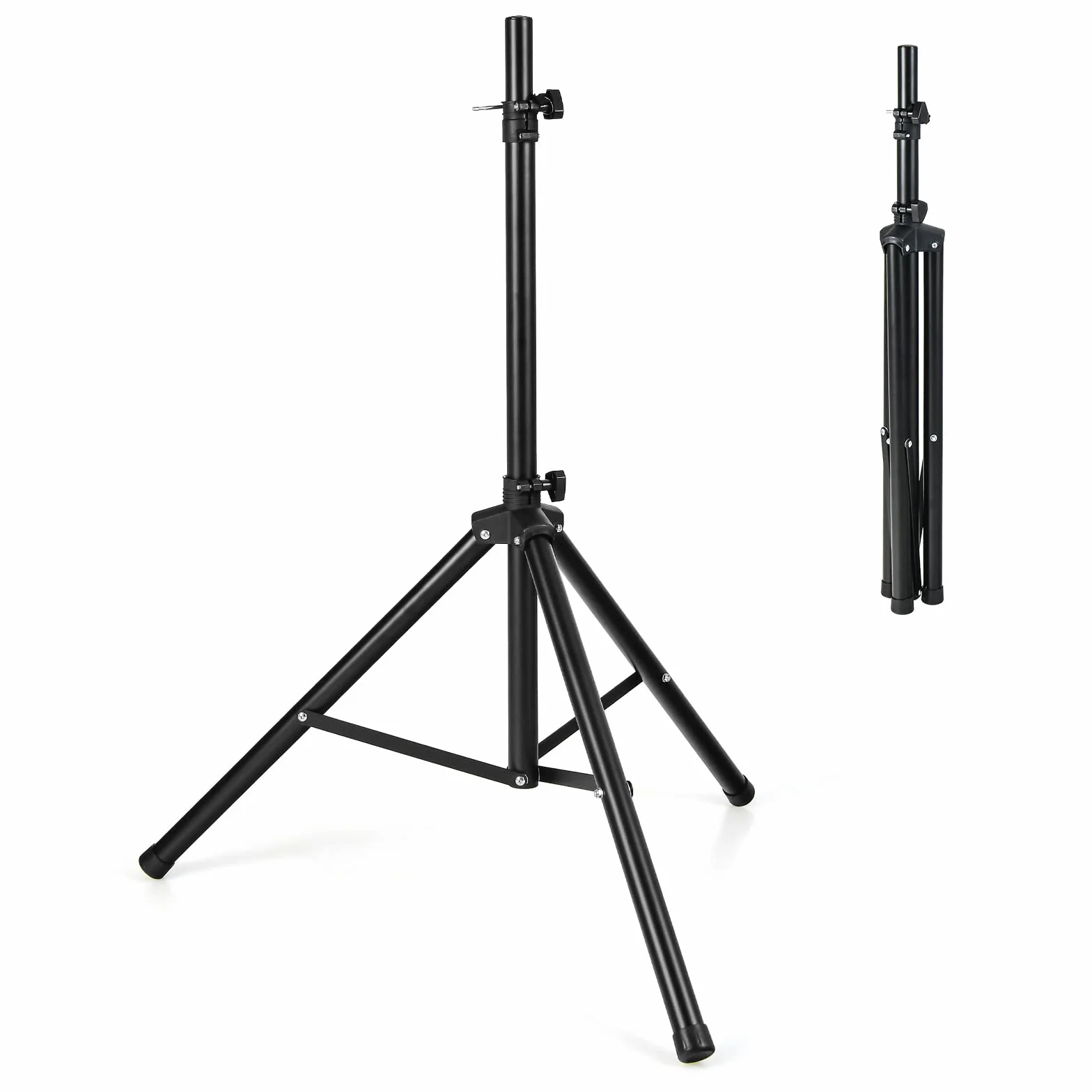 COSTWAY Stojak na głośniki, Wysokość regulowana od 122-186 cm, Stojak na głośniki, obciążenie do 50 kg (2 sztuki)