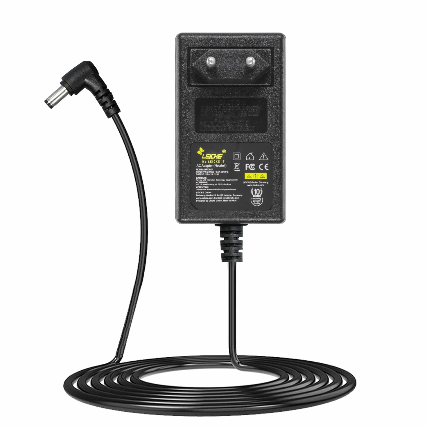 LEICKE Zasilacz 5 V 3 A | ładowarka 15 W do zewnętrznych napędów DVD/Blu Ray – dyski twarde | akumulator, stacje ładujące, urządzenia inteligentne – do różnorodnych zastosowań