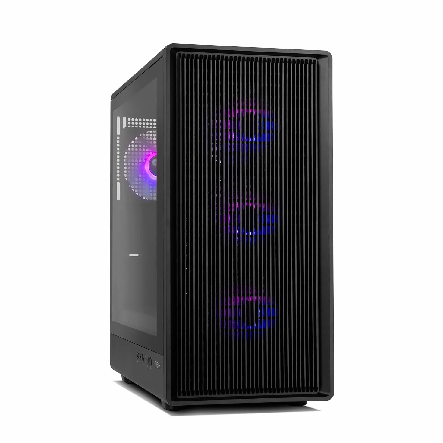 NOX XTREME PRODUCTS INFINITY IOTA – Obudowa ATX Mid-Tower | M-ATX | ITX, Zawiera 4 wentylatory ARGB 120 mm, Mesh z przodu, Hartowane szkło z boku, USB 3.0, Wsparcie dla GPU do 330 mm, Czarny
