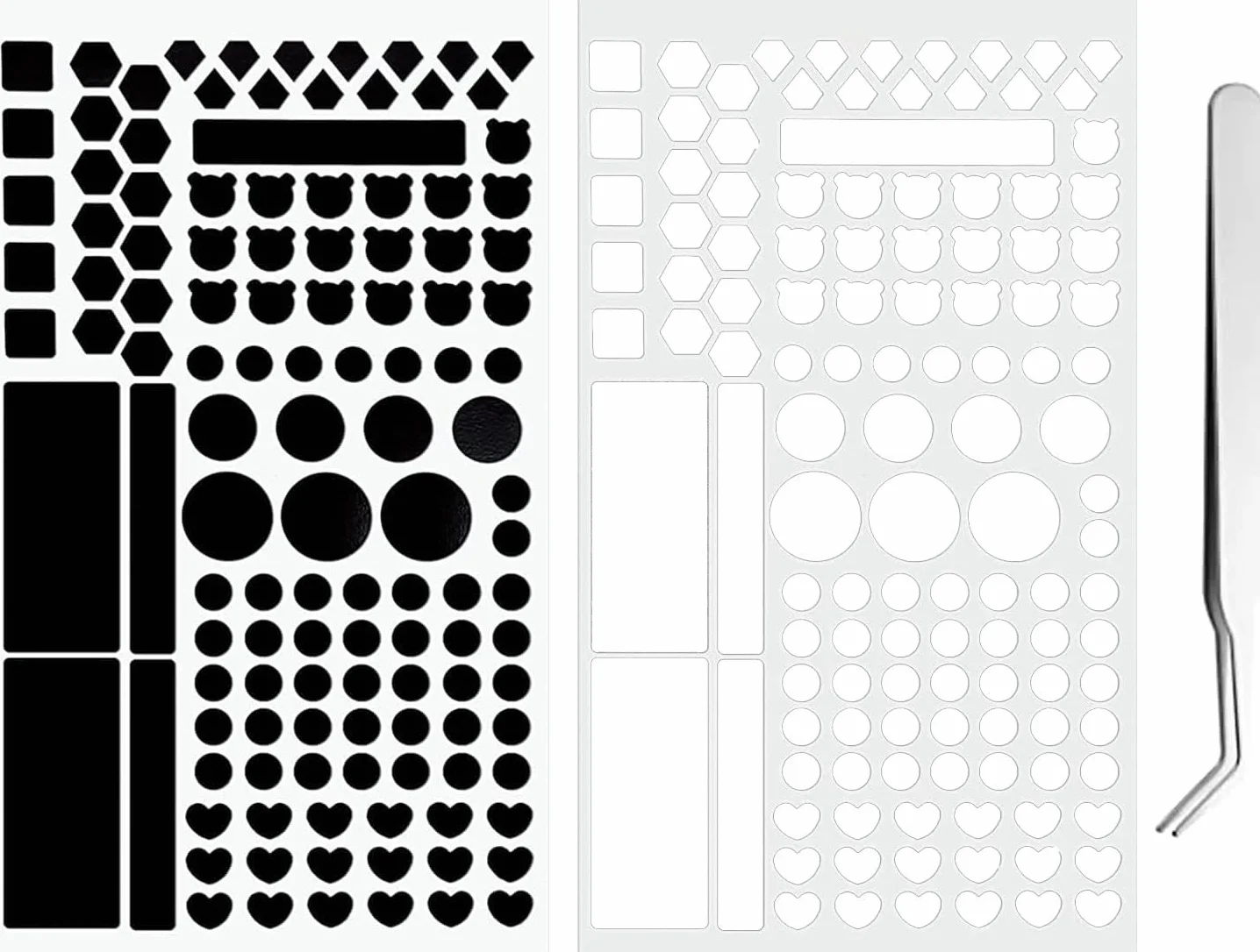 2PCS naklejki blokujące światło, naklejki ściemniające światło led, Ściemnianie światła 80% ~ 100% Blackout Stickers dla elektroniki, TV, Routers, zegary z 1PCS pęsety (biały i czarny)