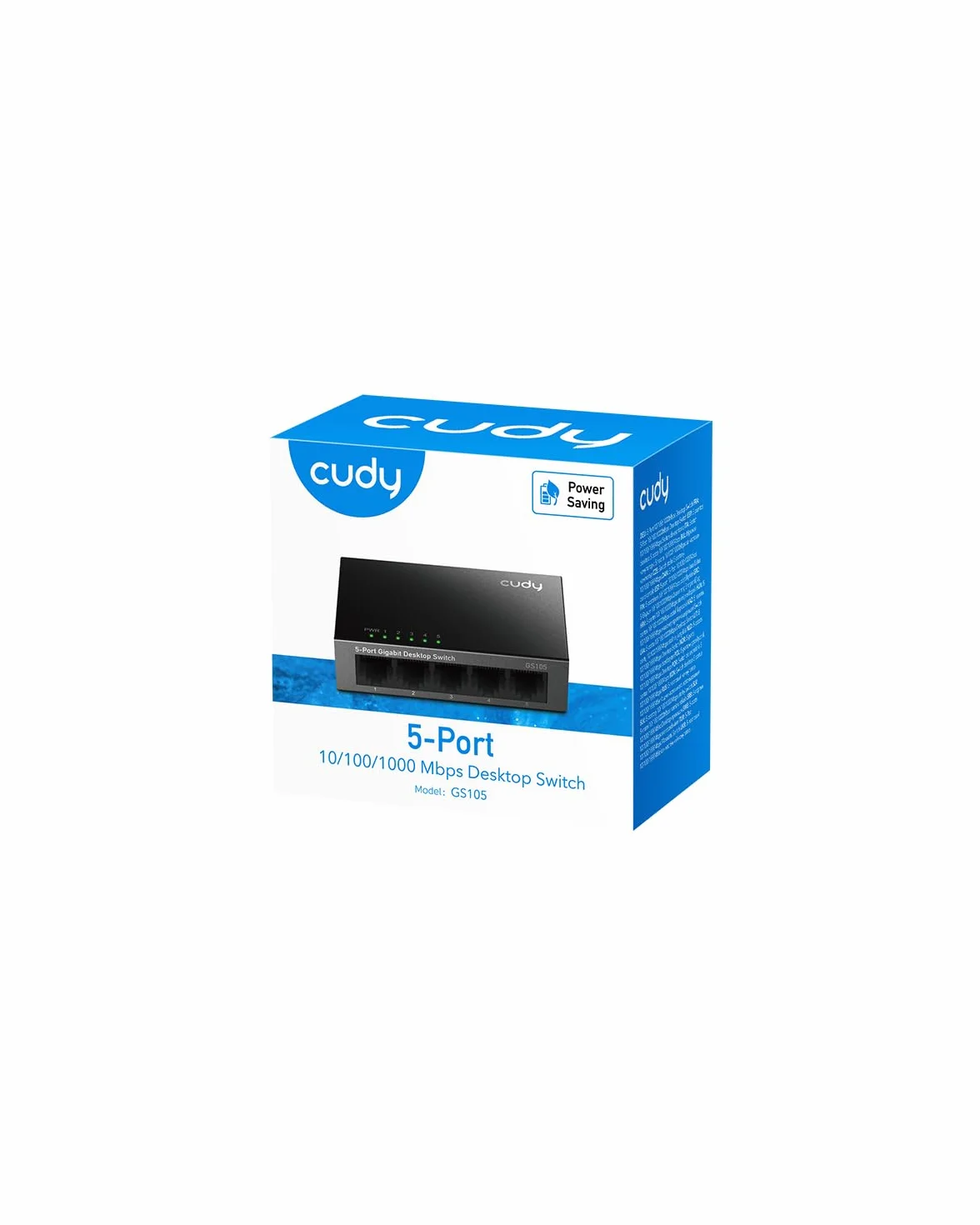 Cudy GS105 Przełącznik Ethernet Gigabit 5 portów, 10/100/1000 Mbps Hub Ethernet, Plug & Play, Metalowa obudowa Switch RJ-45 RJ45 VLAN Auto-MDI/MDIX czarny