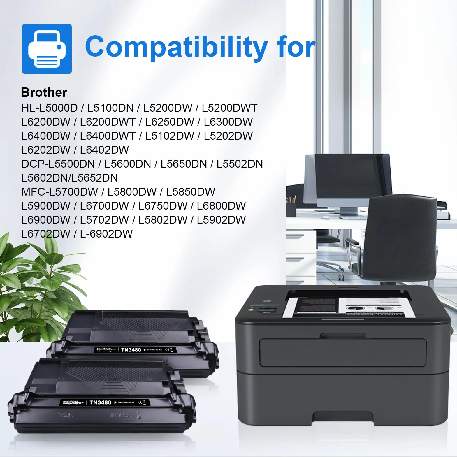 MYCARTRIDGE TN 3480 TN3480 toner zamiennik do Brother TN3480 TN-3480 dla Brother HL-L5100DN HL-L5200DW MFC-L6800DW HL-L6400DW DCP-L5500DN HL-L5000D HL-L6300DW MFC-L5850DW MFC-L50DW MFC-L50DW MFC-L50DW MFC-L5850DW MFC-L50DW -L6900 DW (2 czarne)
