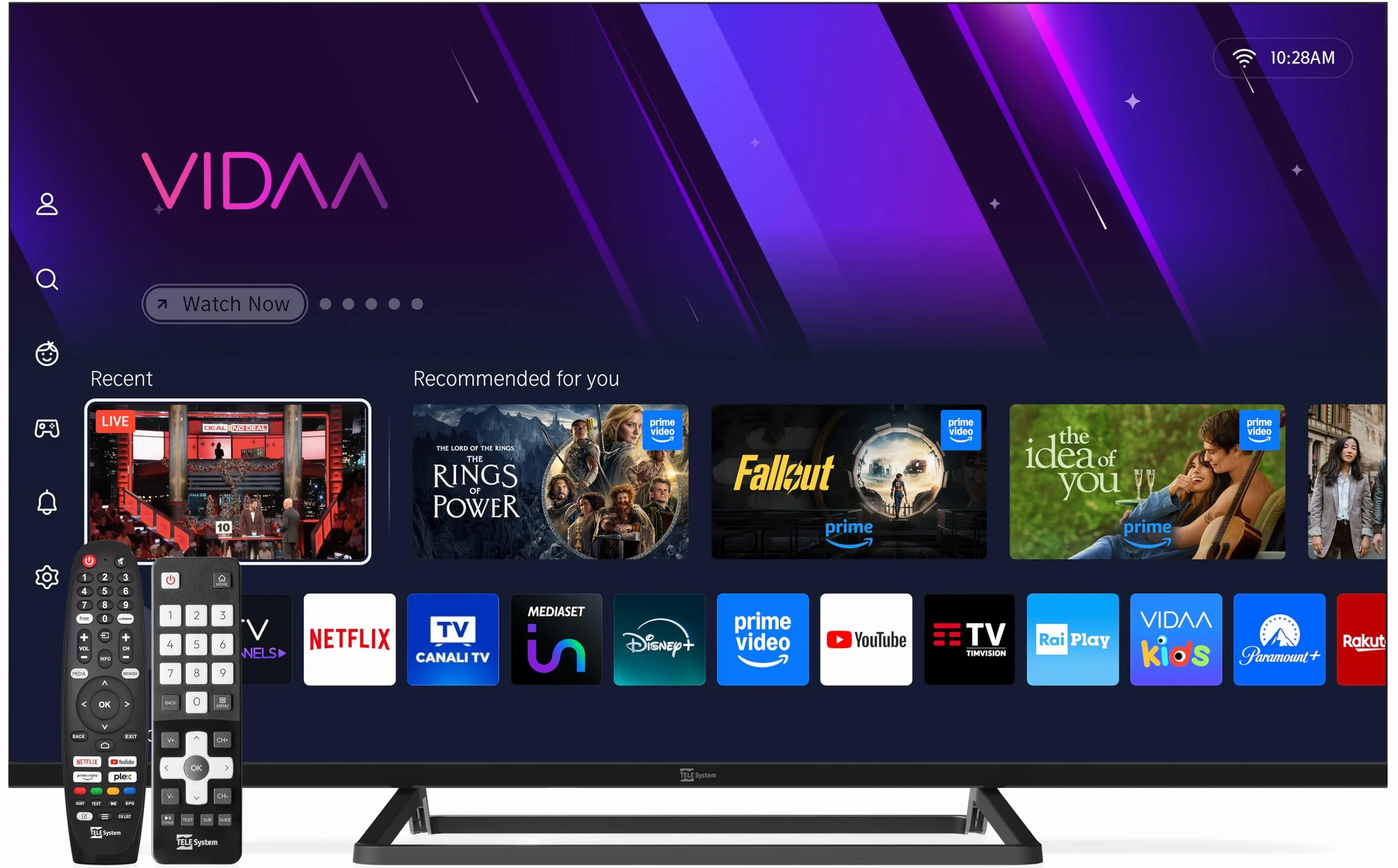 TELE System Smart TV 40 cali Full HD LED Frameless, certyfikat CAM tivùsat, HbbTV, HDR10 HLG, zasilany przez VIDAA, podwójny pilot w zestawie.
