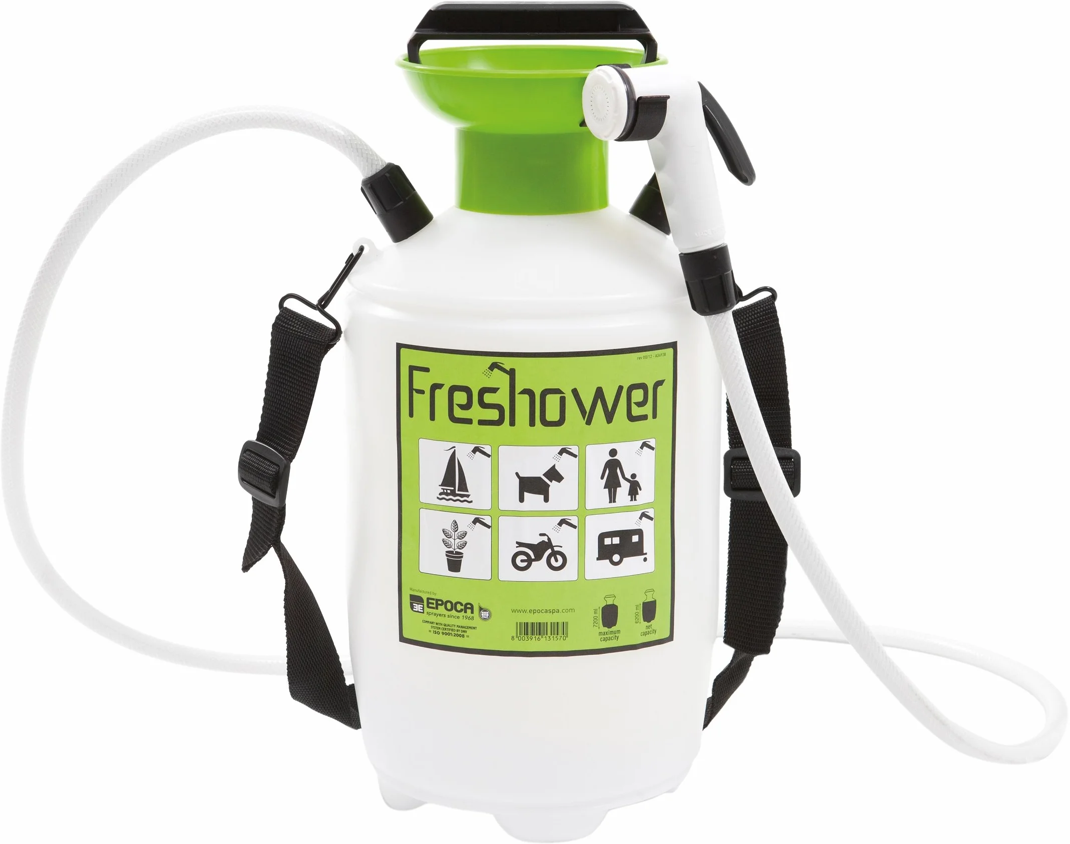 Epoca Freshower Przenośny Prysznic, Biało/Zielony, 7 l