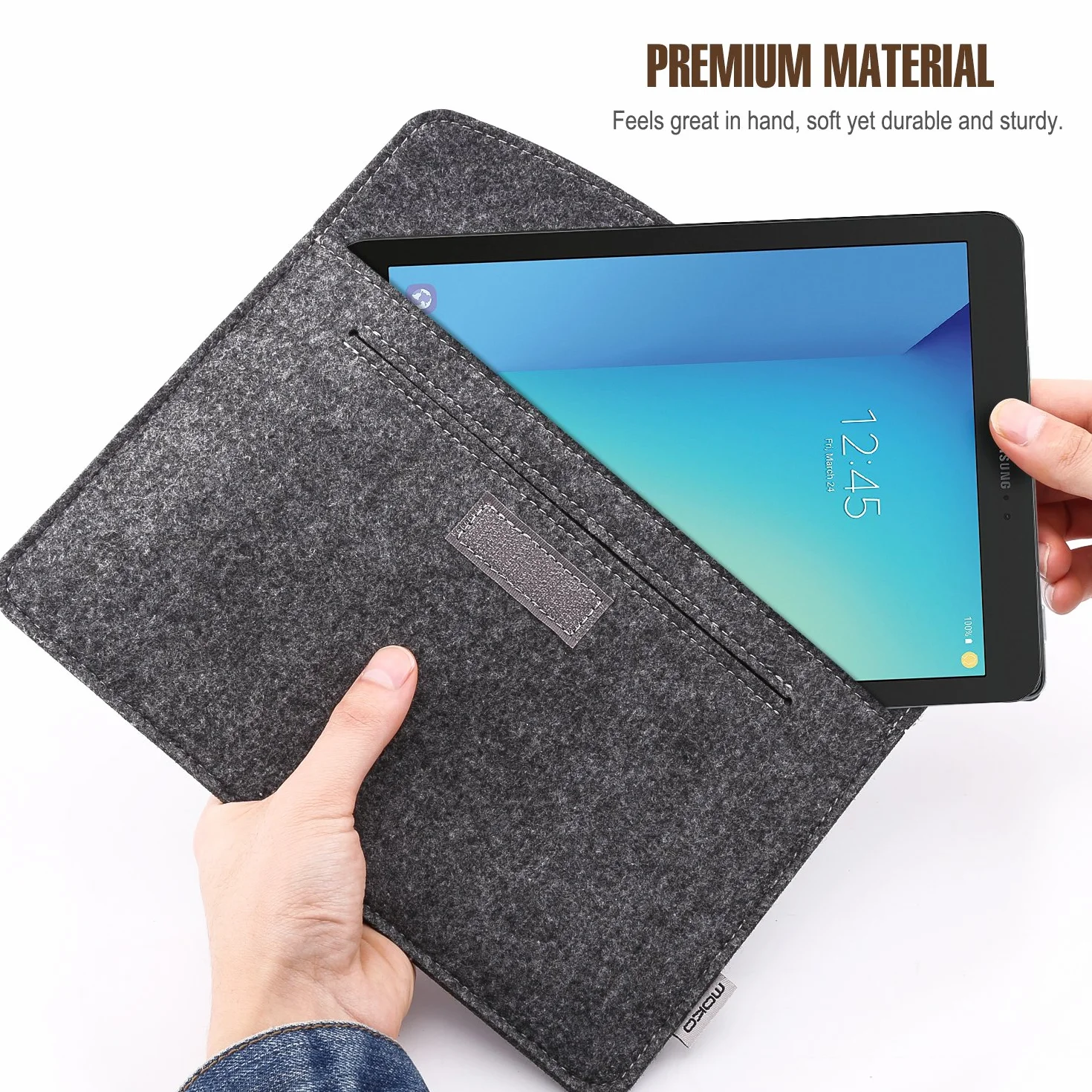 MoKo 9-11 Inch Felt Tablet Sleeve Bag Carrying Case Fits iPad Pro 11 2021/2020/2018, iPad 9th 8th 7th Generation 10.2, iPad Air 4 10.9, iPad Air 3 10.5, iPad 9.7, Galaxy Tab A 10.1 - Dark Gray