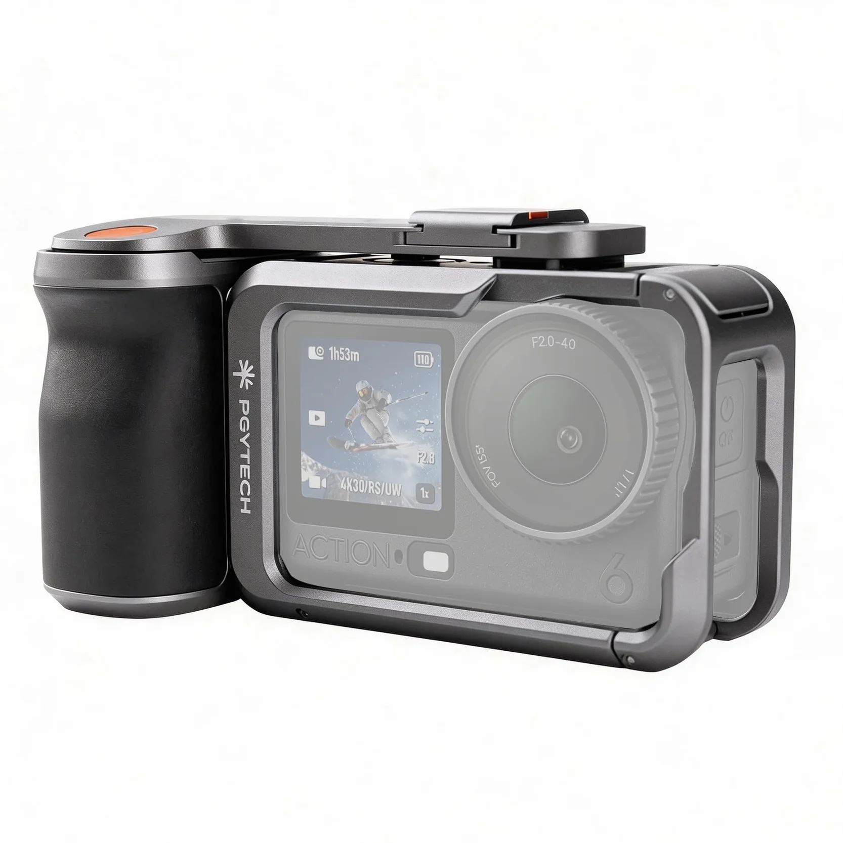 PGYTECH StreetPro Zestaw Uchwyt do Dji Osmo Action 6, Klatka Rig | Ergonomiczny Uchwyt, Mocowanie Zimna Stopka, Szybki Montaż, Stabilny Zestaw Vlogging, Lekkie Aluminium