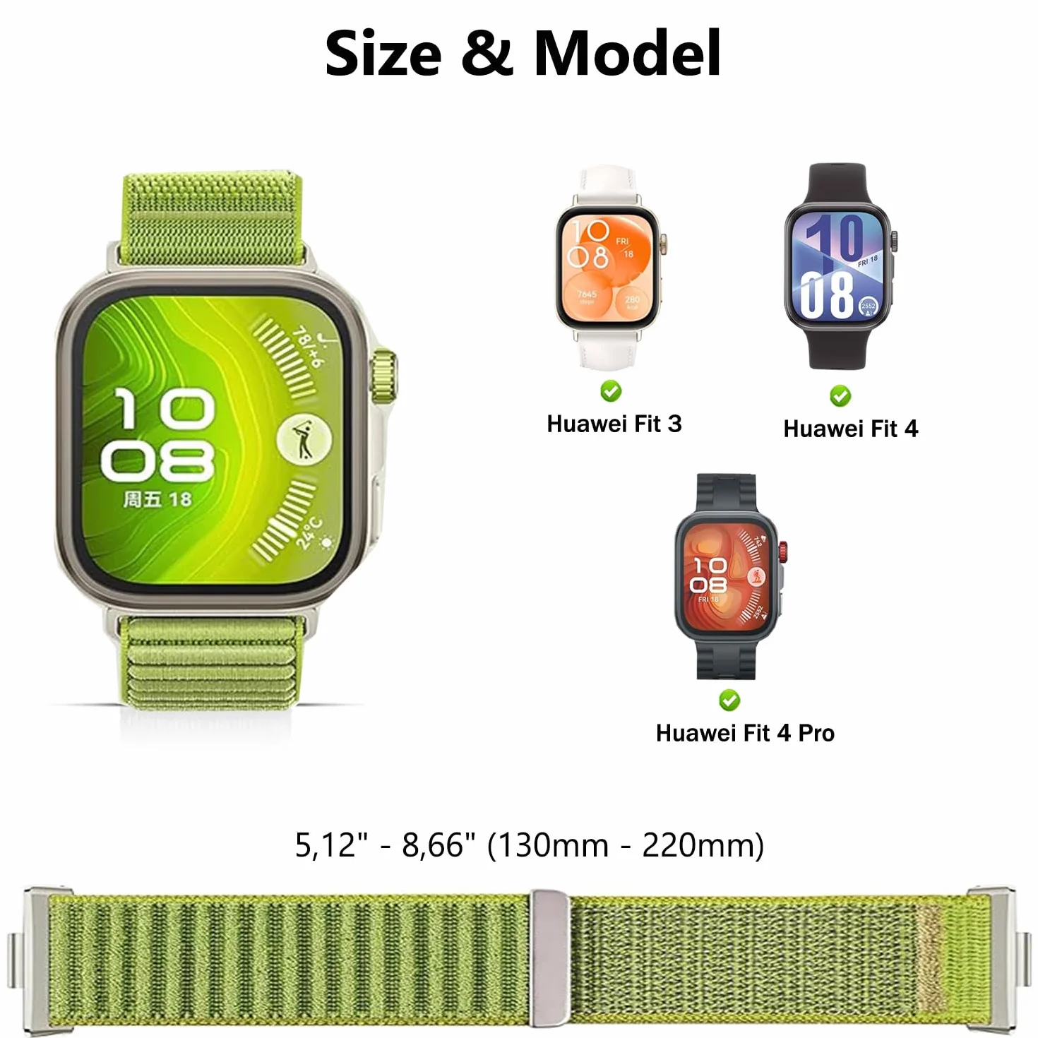 Issinlky Nylonowa opaska kompatybilna z Huawei Watch Fit 4 Pro/4/3, elastyczny pasek sportowy dla Huawei Fit 4 Pro/4/3 Kobiety Mężczyźni