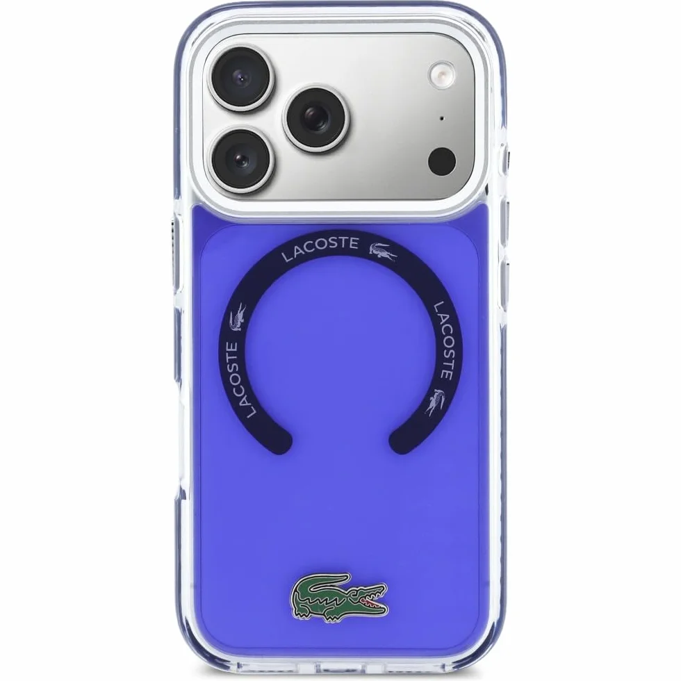 CG MOBILE Lacoste Shockproof przezroczyste etui kompatybilne z MagSafe do iPhone 17 Pro Max (granatowe)
