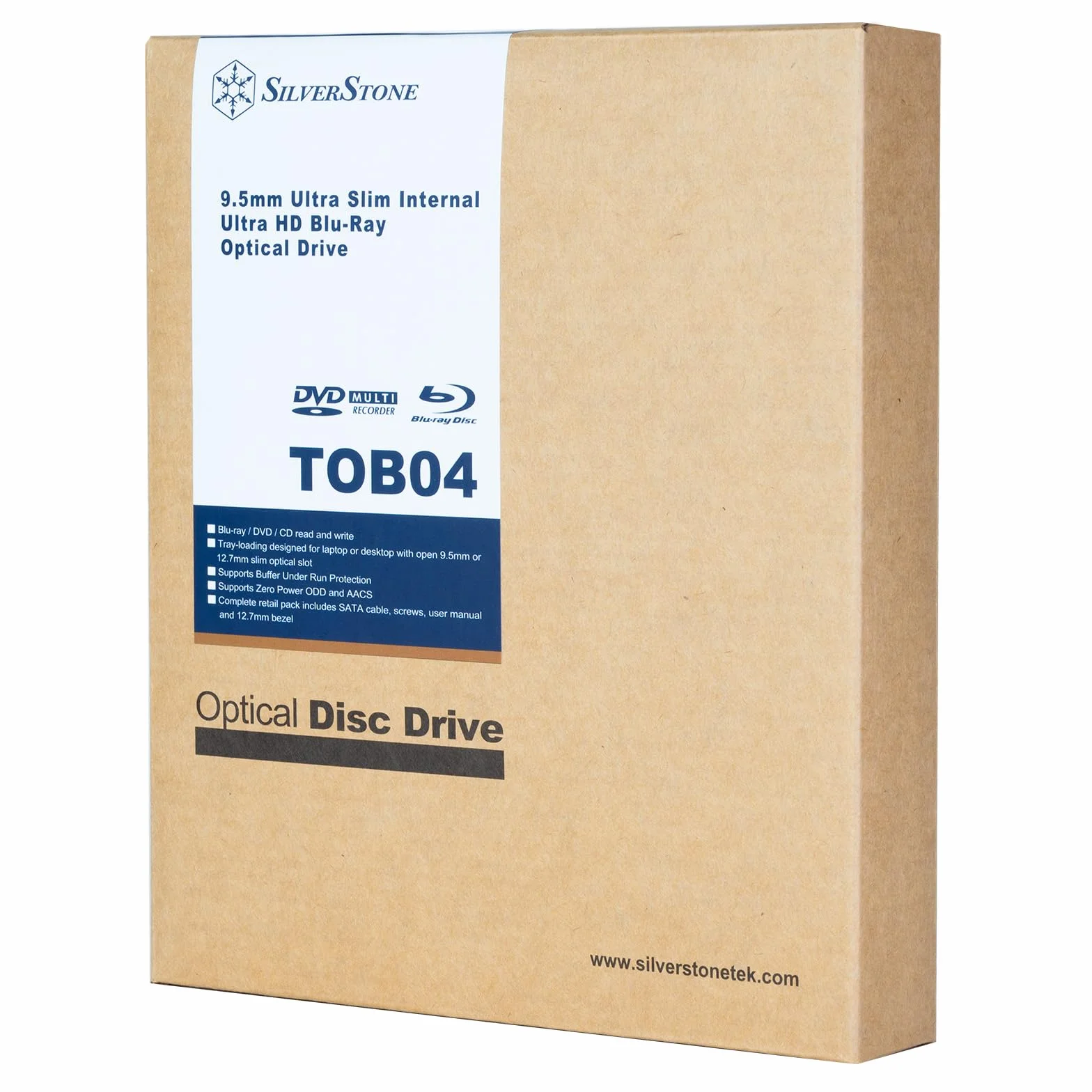 Silverstone TOB04 Ultracienki wewnętrzny napęd optyczny Ultra HD Blu-ray 9,5 mm SST-TOB04-V2