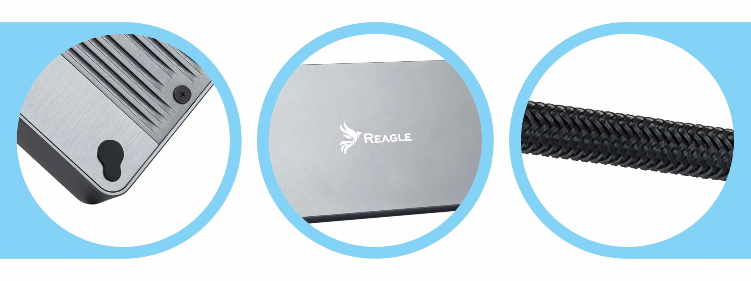 Reagle Koncentrator USB-C 10 w 1 z obudową M.2 SSD, 4K 60 Hz HDMI, 100 W PD, 10 Gbps USB 3.2 Gen 2, RJ45 Gigabit Ethernet, czytnik kart SD/microSD – kompatybilny z Windows, MacOS, Android, NVMe/SATA