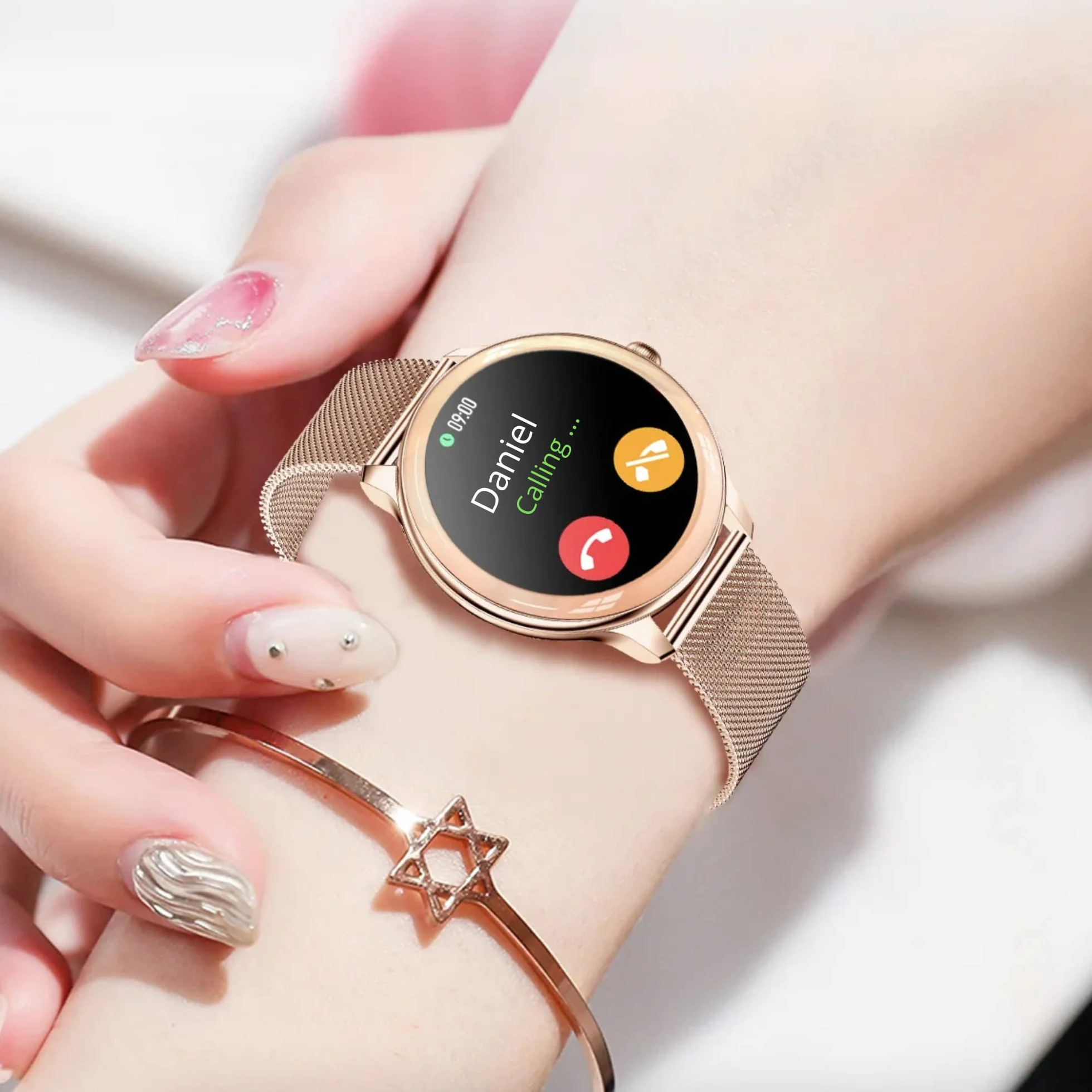 XWATCH Lady Pro, damski smartwatch połączenia, SMS, sport i zdrowie, dziecko, autonomia 7 dni... (czarna bransoletka mediolańska)