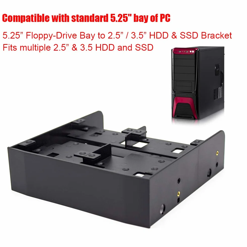 Oimaster Adapter Zatoki 5,25 do 4x2,5 12,7 mm SATA 2nd SSD HDD Caddy Czarny