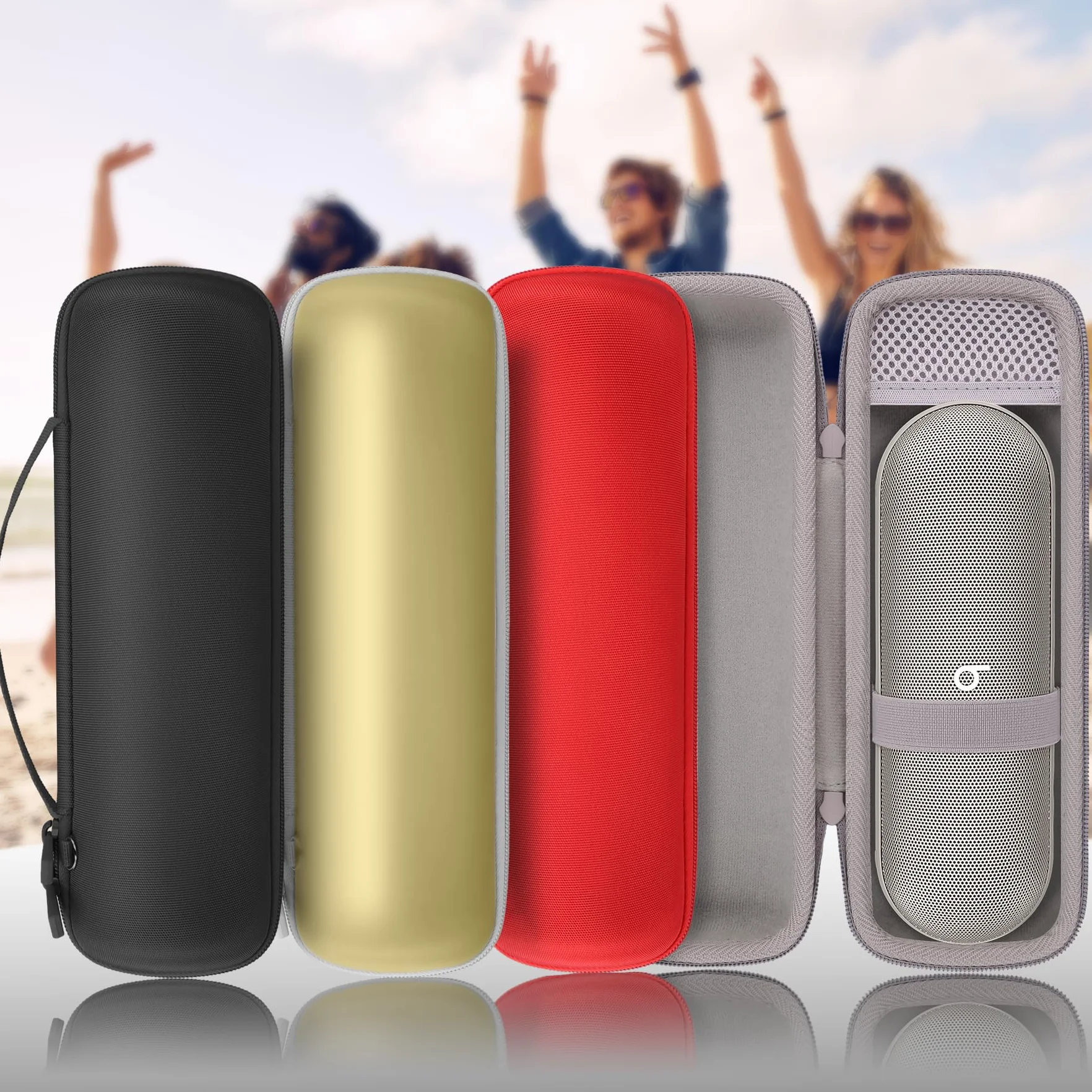 co2CREA Twarde etui podróżne na bezprzewodowy głośnik Bluetooth Pill, by Dr. Dre Pill, wodoodporny futerał do przenoszenia głośnika z paskiem zabezpieczającym (tylko etui, bez głośnika)
