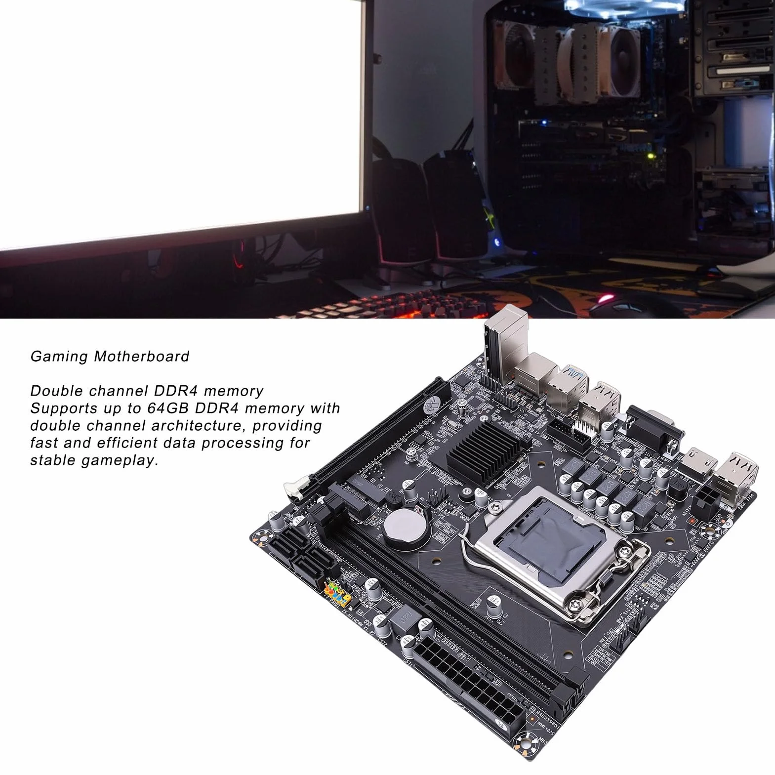 Sxhlseller Płyta główna do gier H110, płyta główna komputera LGA 1151 Mini ITX z DDR4 2133 2400 2666 MHz M.2 NVMe PCIe X16, do procesorów Core I7 I5 Pentium Celeron 6, 7 i 8
