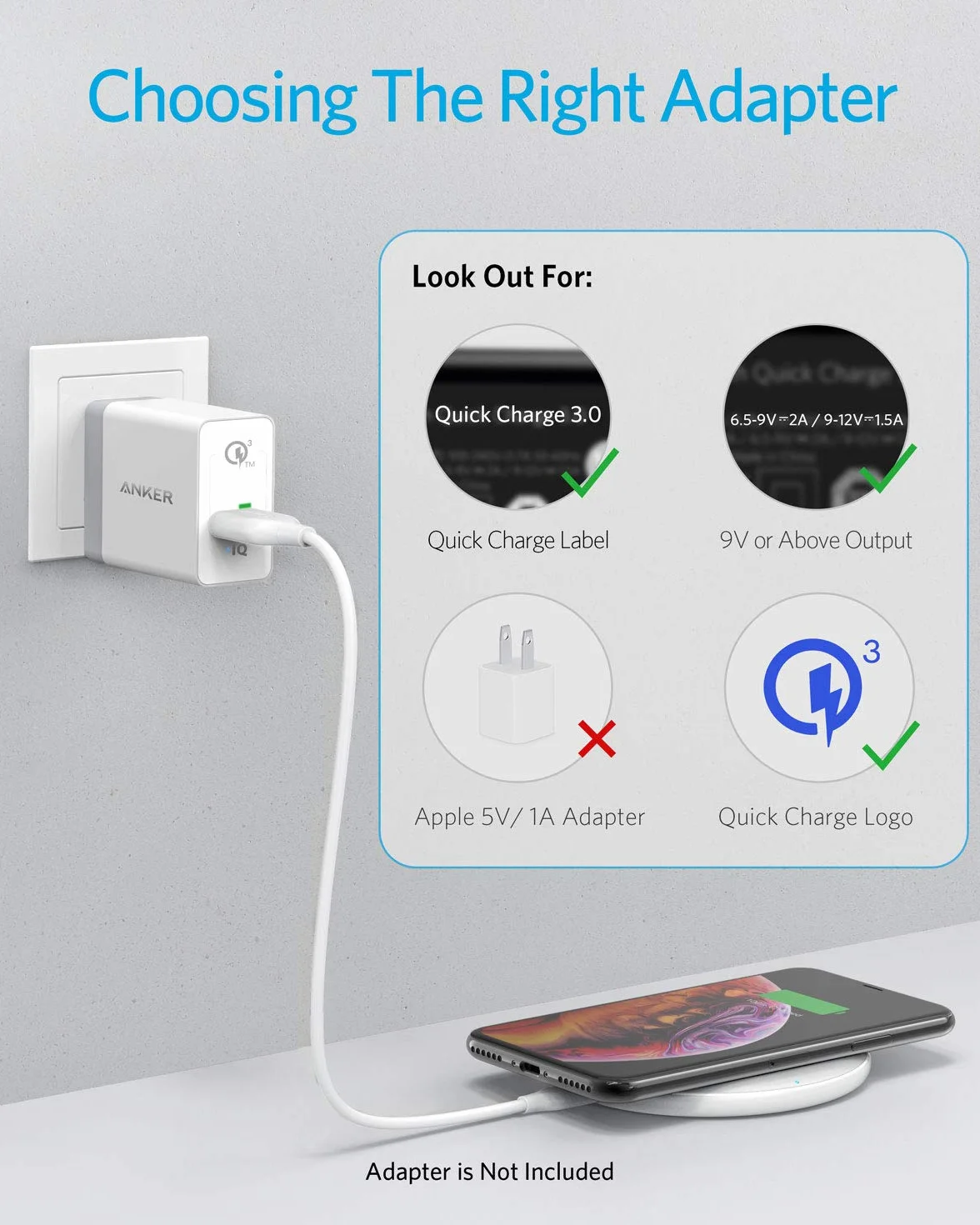 Anker 313 Wireless Charging Pad, Qi-Certified 10W Max for iPhone 15/15 Pro/15 Pro Max/14/13/12/11, SE 2020, AirPods (Without Power Supply) (biały)
