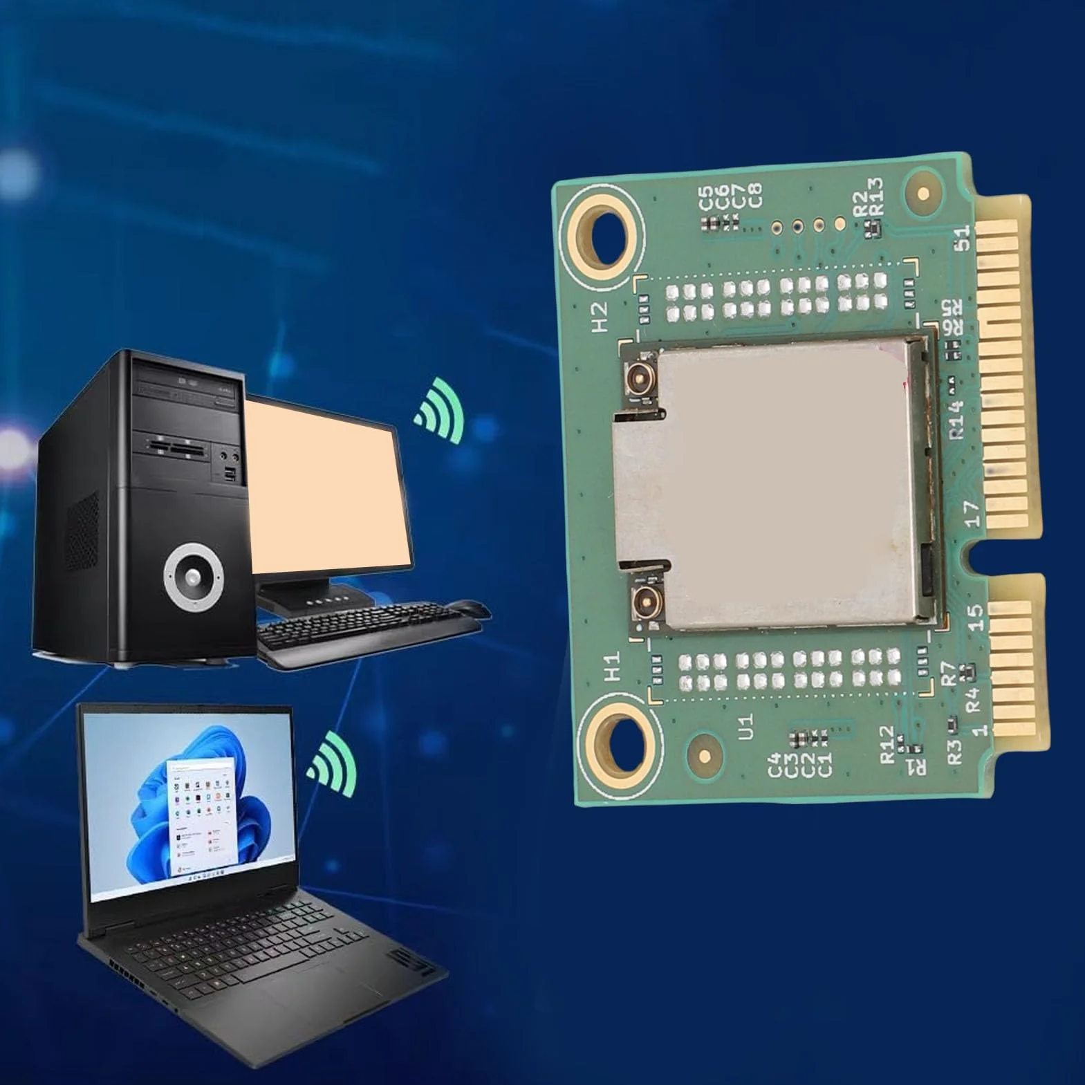MT7925 Karta Bezprzewodowa WiFi 7 Mini PCIe, Trójzakresowa Karta Sieciowa 5400 Mbps z Bluetooth 5.3, WPA4, OFDMA MU MIMO, do Laptopa z Systemem 10/11
